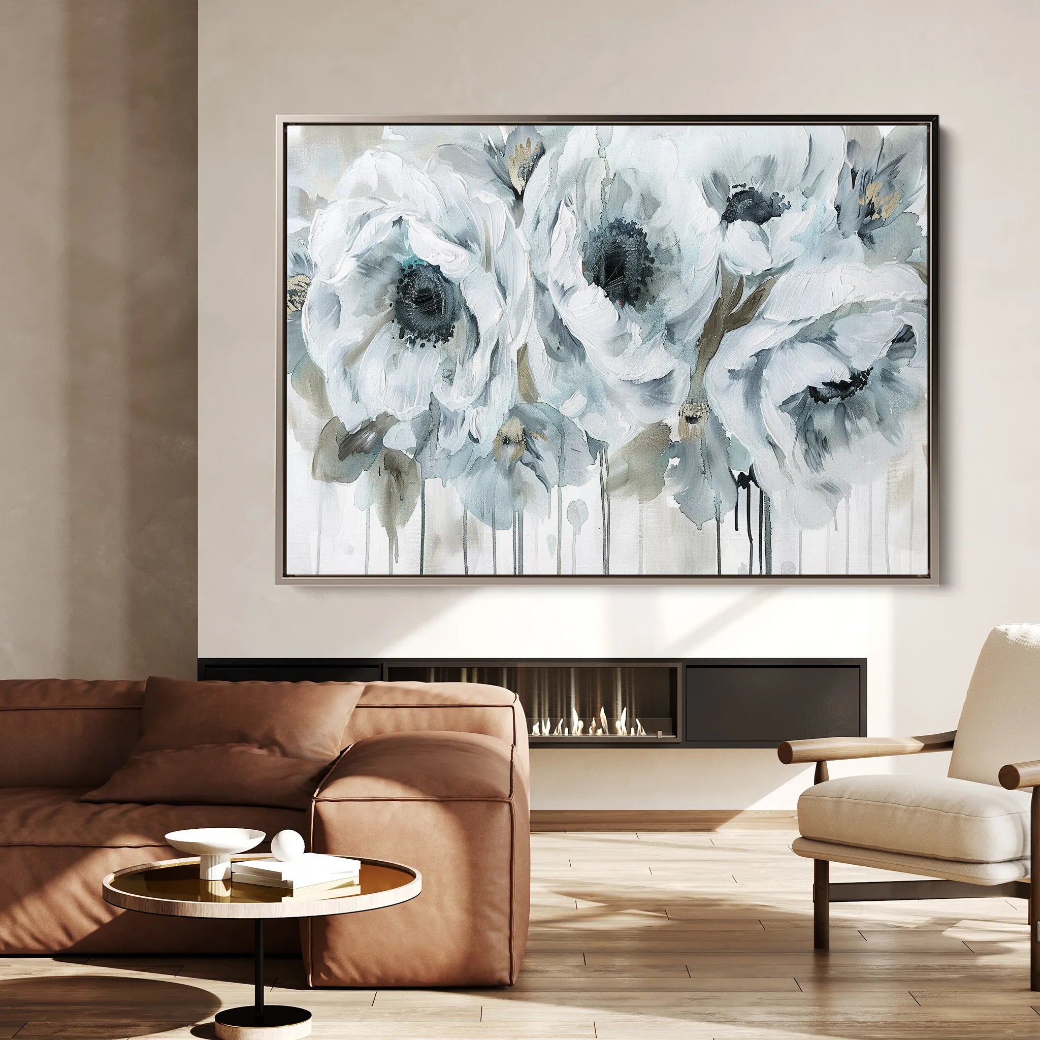 Floral 111 Canvas Art 60 x 40 cm / Black