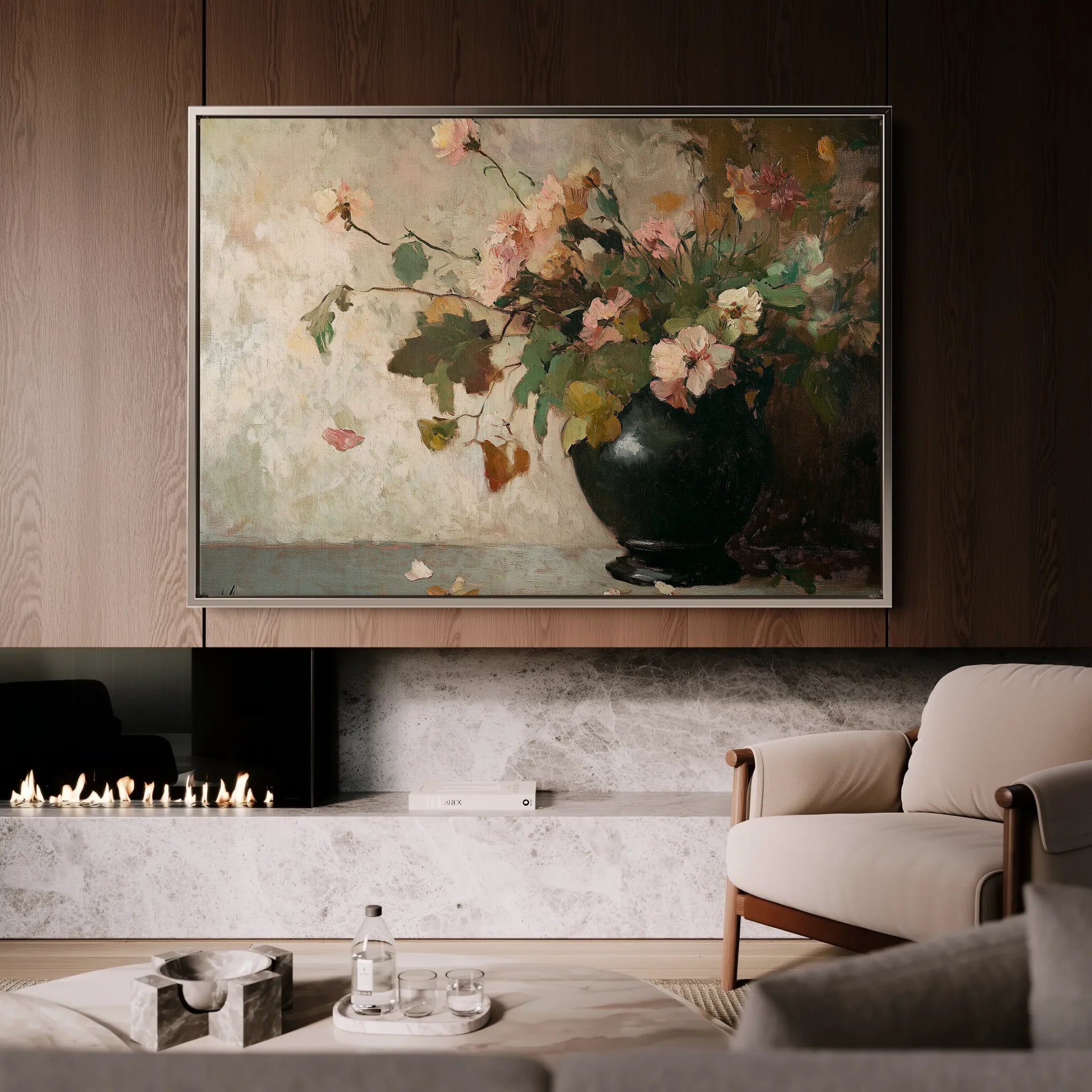 Floral 1111 Canvas Art 60 x 40 cm / Black
