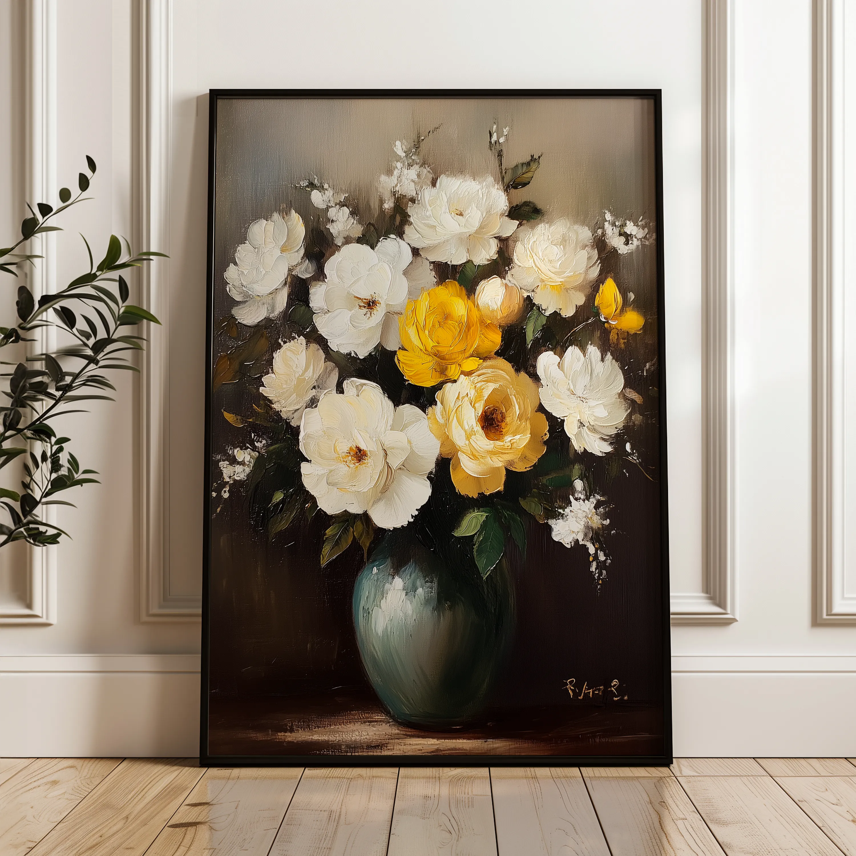 Floral 1114 Canvas Art 60 x 40 cm / Black