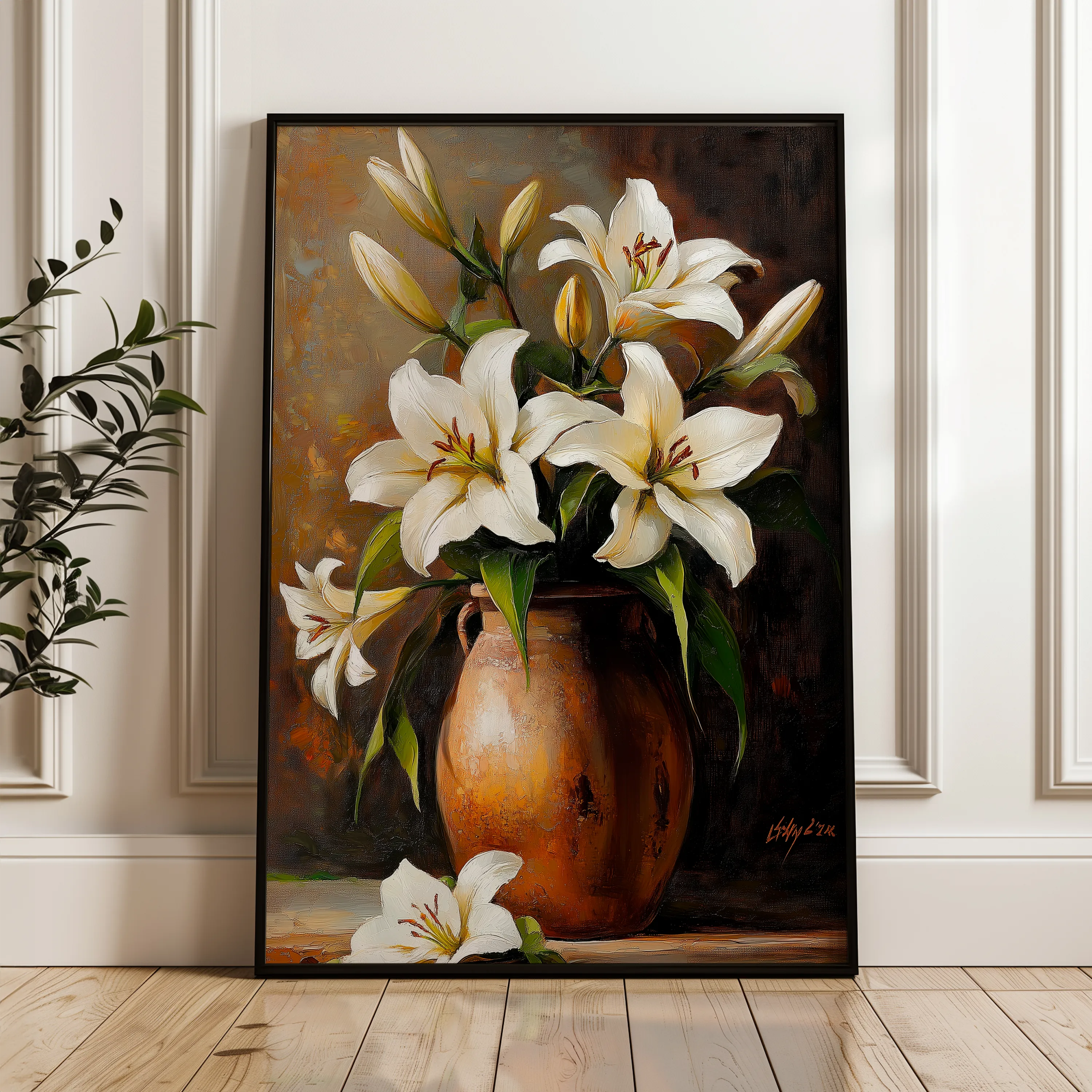 Floral 1117 Canvas Art 60 x 40 cm / Black