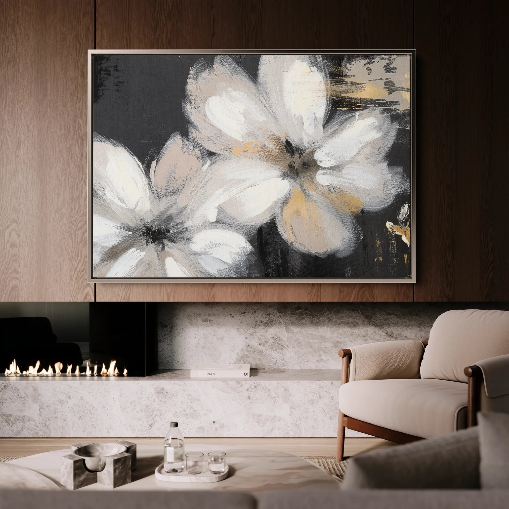 Floral 112 Canvas Art 60 x 40 cm / Black