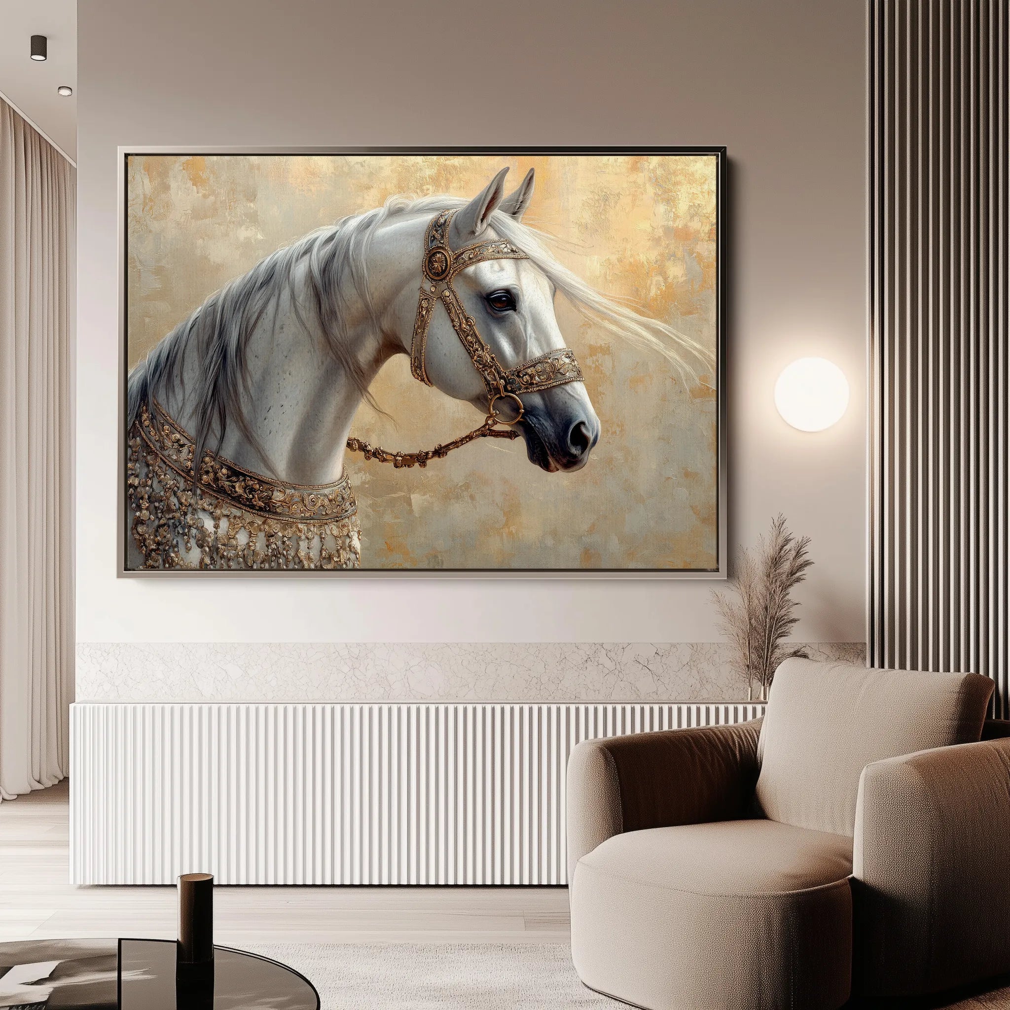 Horses 112 Canvas Art 60 x 40 cm / Black