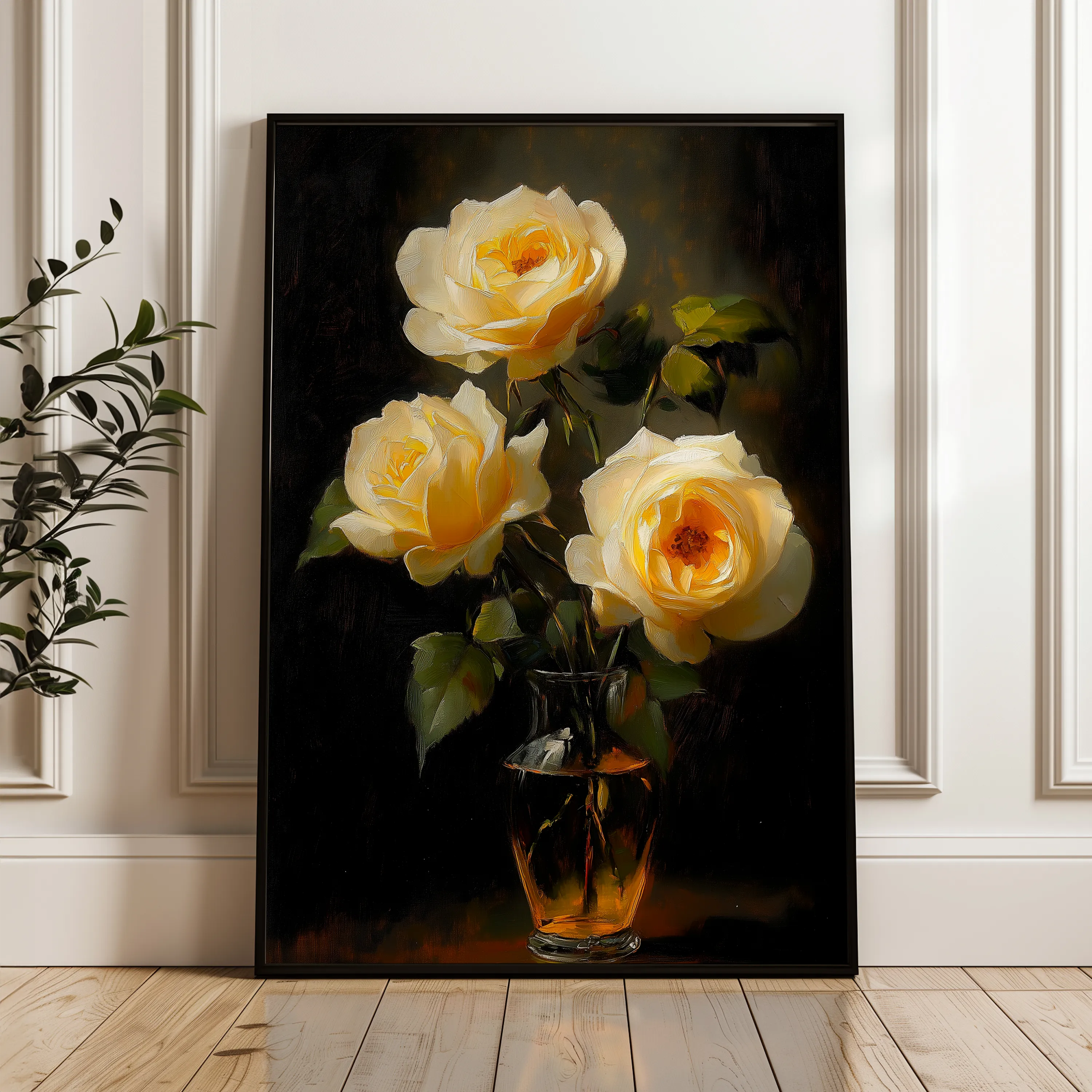 Floral 1120 Canvas Art 60 x 40 cm / Black