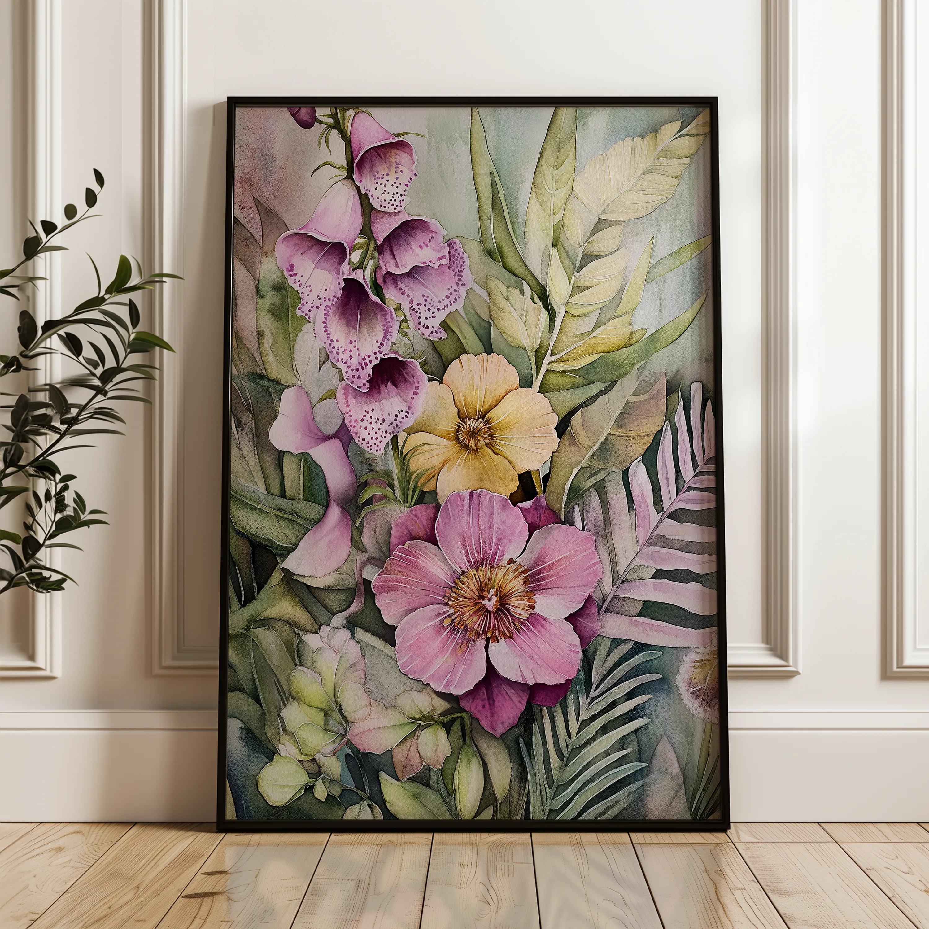 Floral 1122 Canvas Art 60 x 40 cm / Black