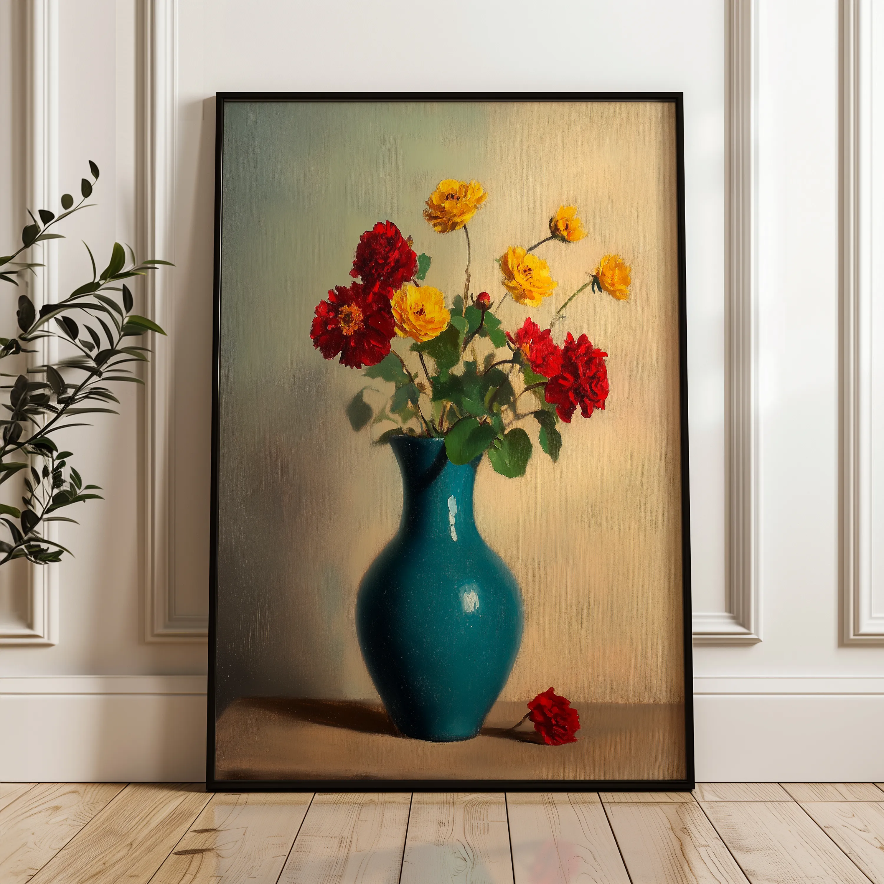 Floral 1125 Canvas Art 60 x 40 cm / Black