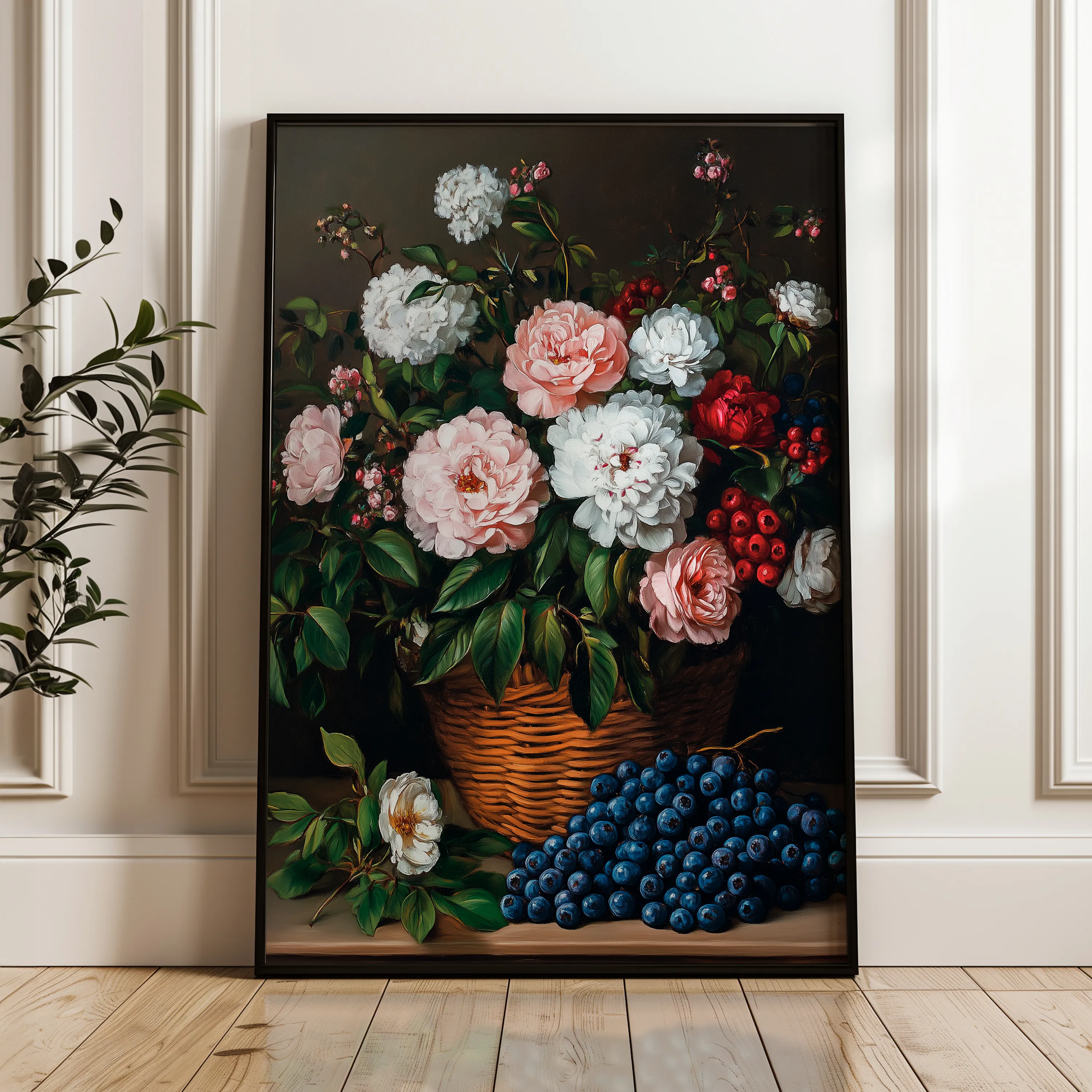 Floral 1129 Canvas Art 60 x 40 cm / Black