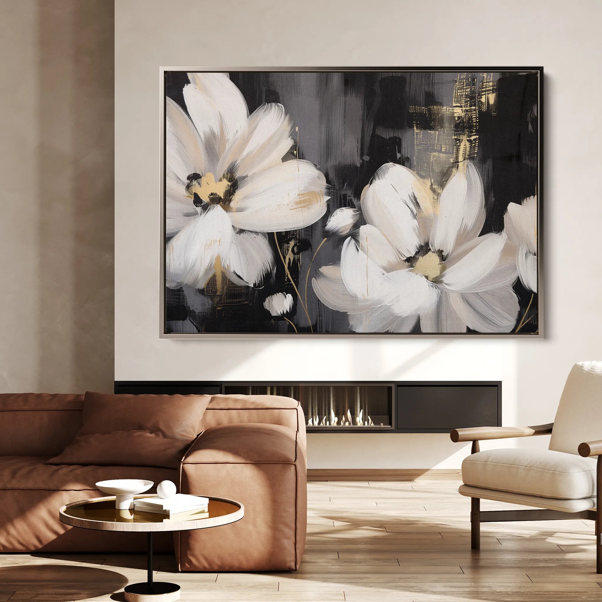 Floral 113 Canvas Art 60 x 40 cm / Black