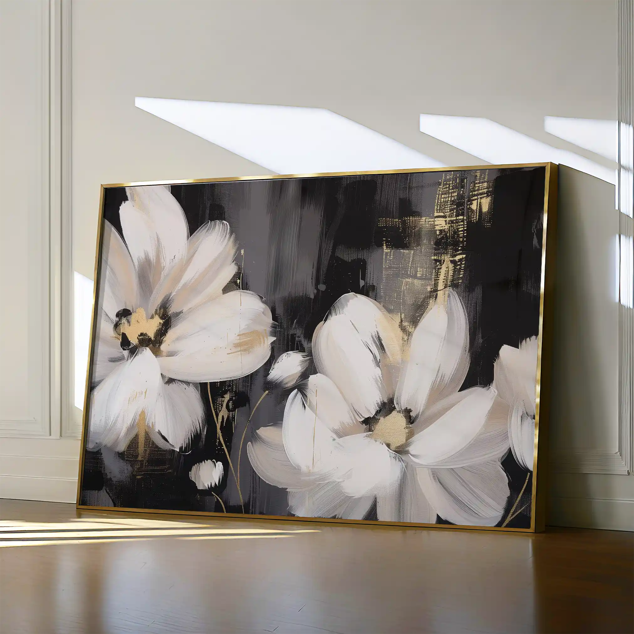 Floral 113 Canvas Art 60 x 40 cm / Black