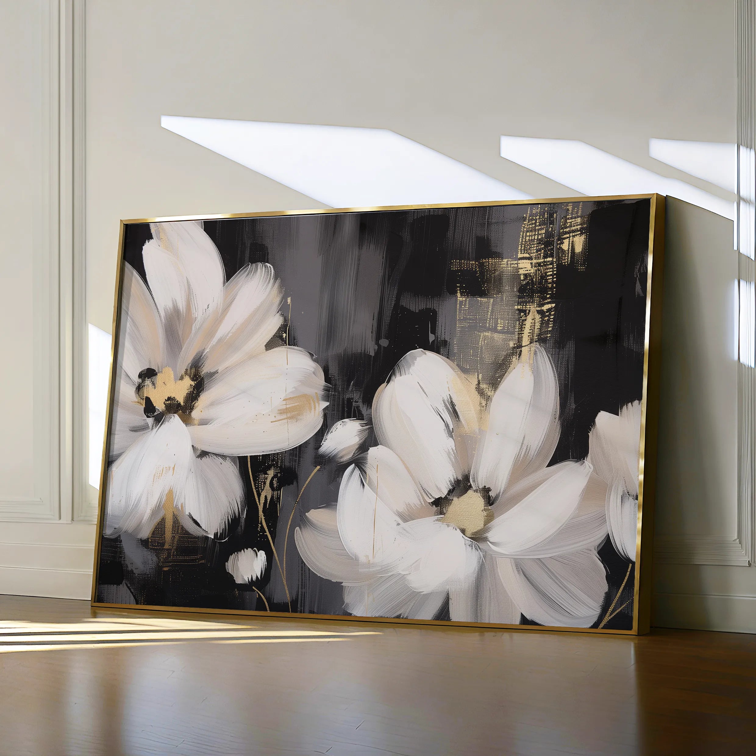 Floral 113 Canvas Art 60 x 40 cm / Black