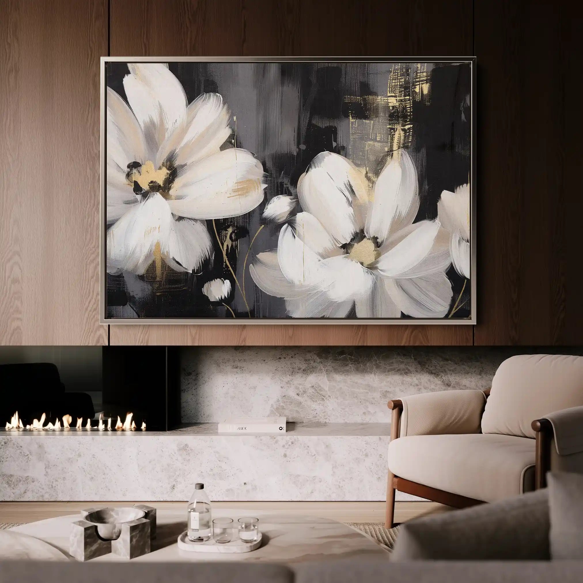 Floral 113 Canvas Art 60 x 40 cm / Black