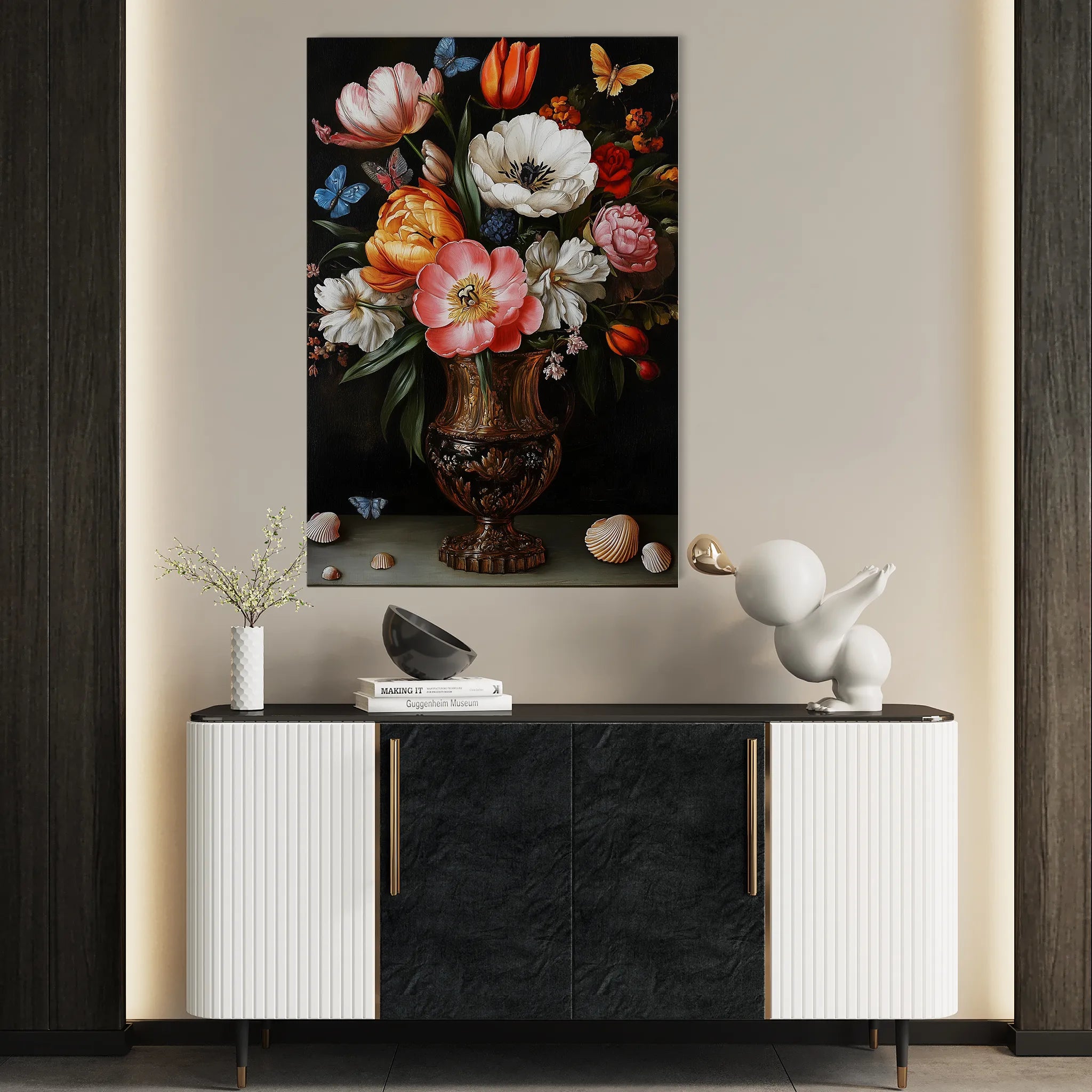 Floral 1130 Canvas Art 60 x 40 cm / Black