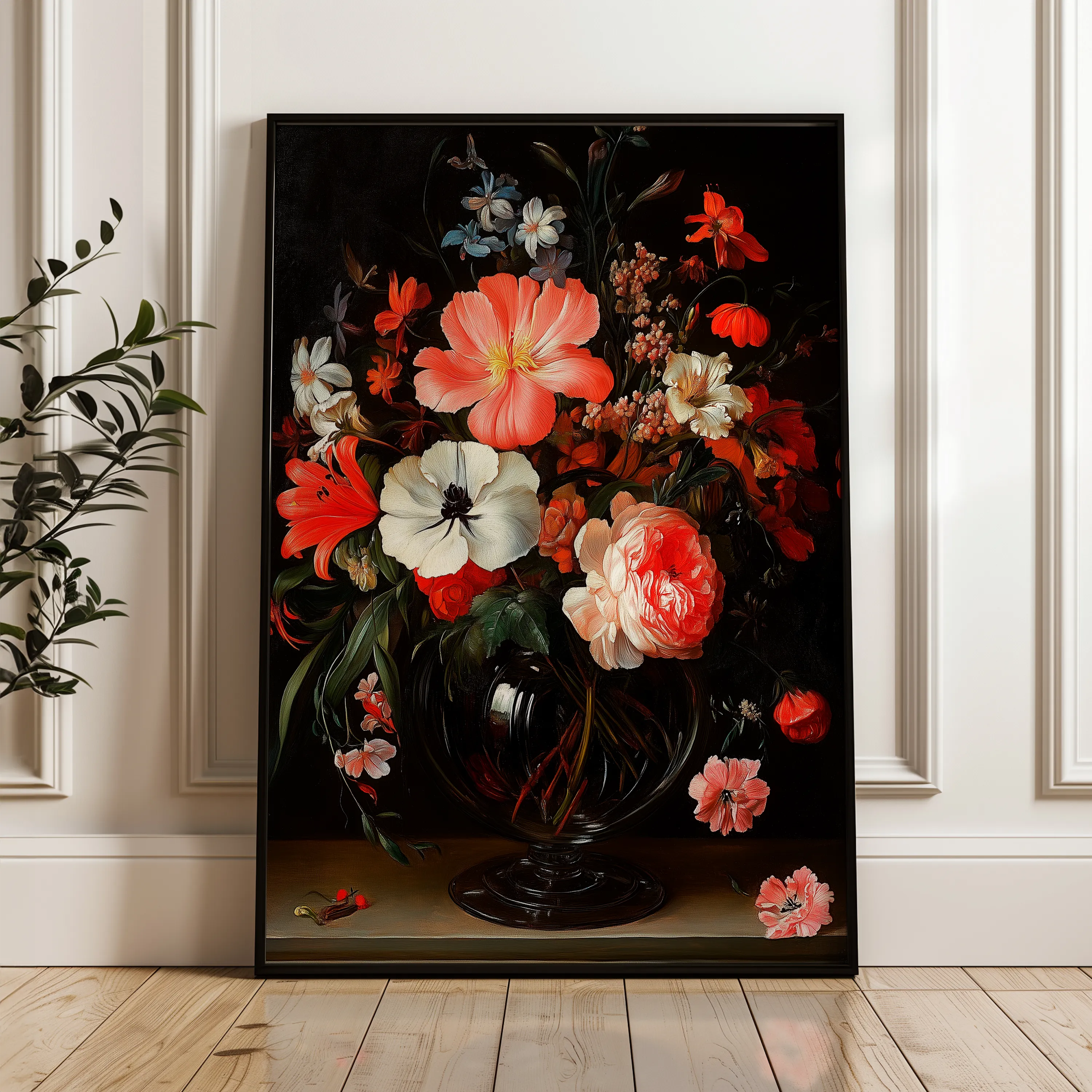 Floral 1133 Canvas Art 60 x 40 cm / Black