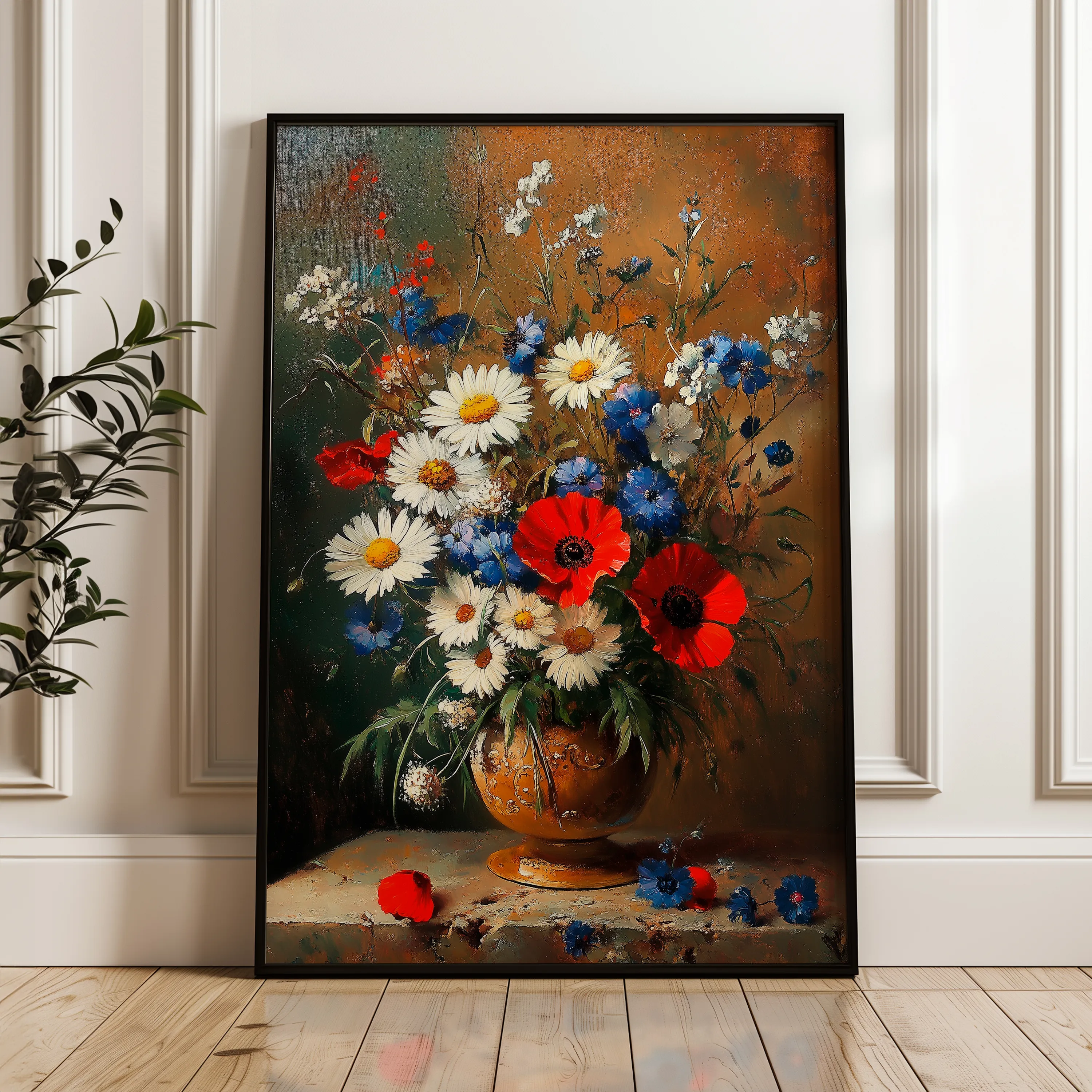 Floral 1135 Canvas Art 60 x 40 cm / Black