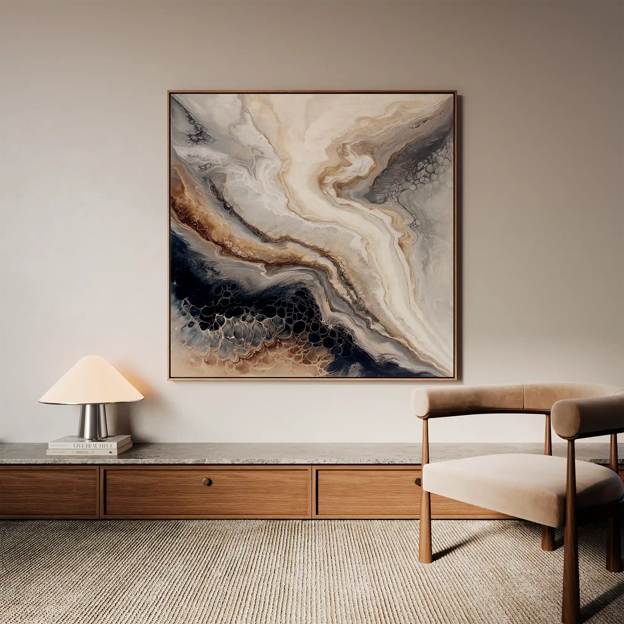Abstract 1136 Canvas Art 60 x 60 cm / Black