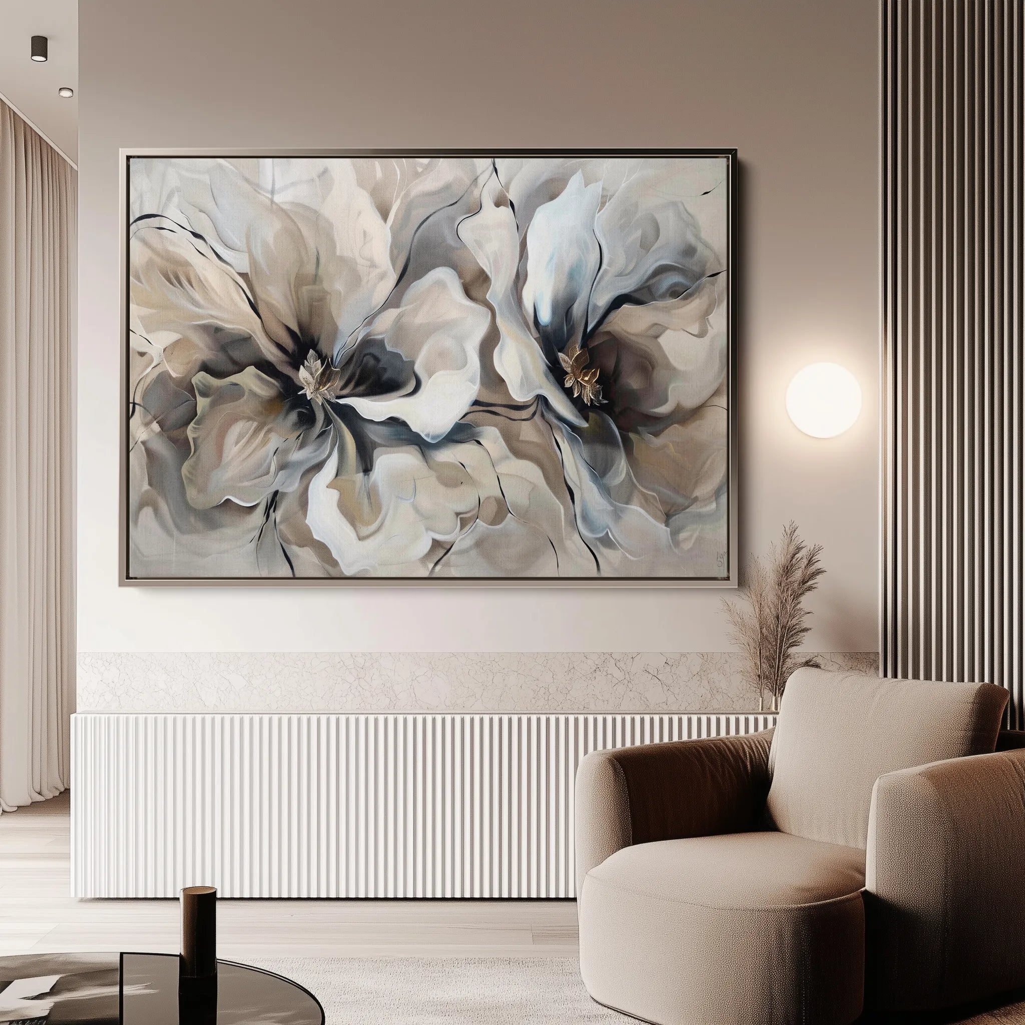 Floral 114 Canvas Art 60 x 40 cm / Black