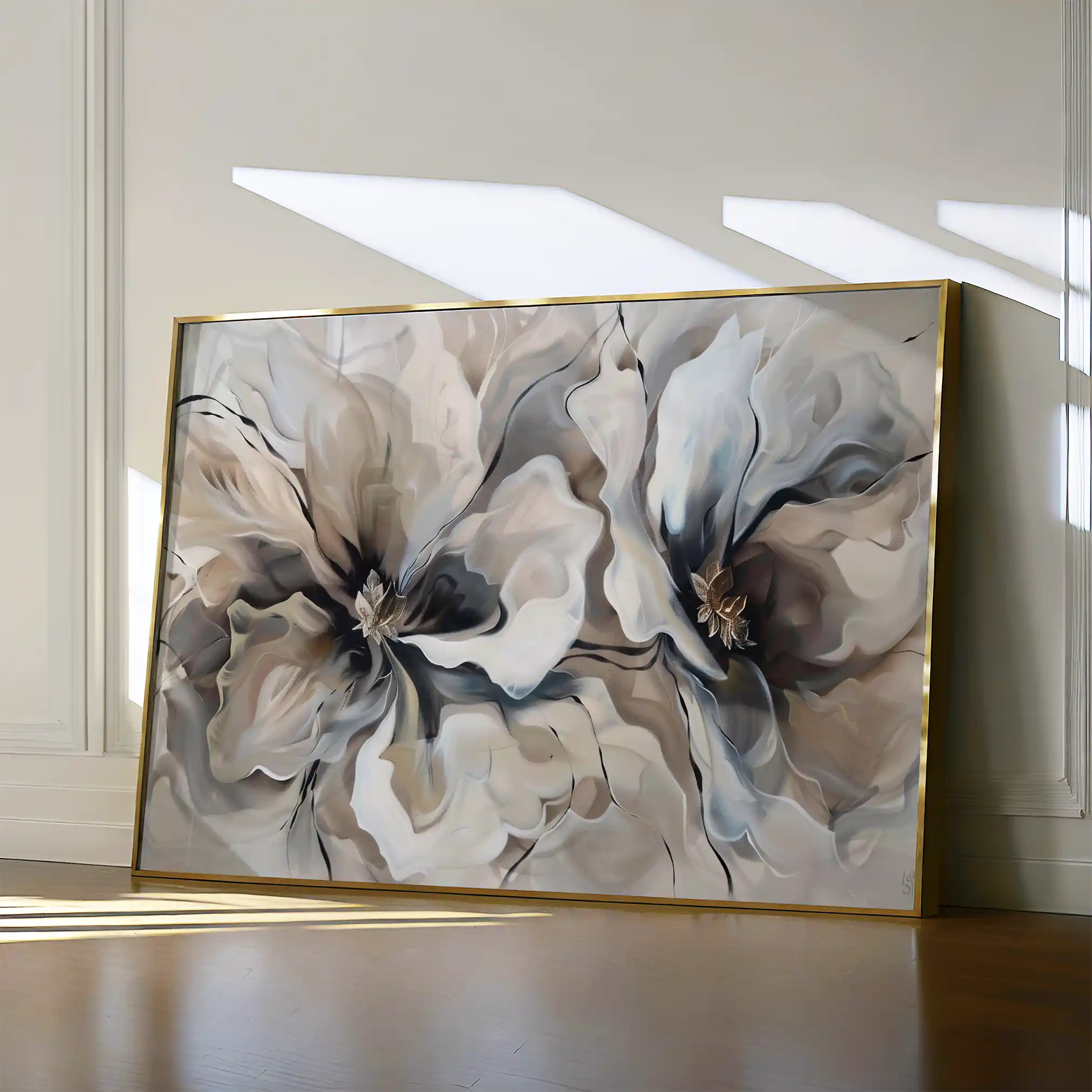Floral 114 Canvas Art 60 x 40 cm / Black