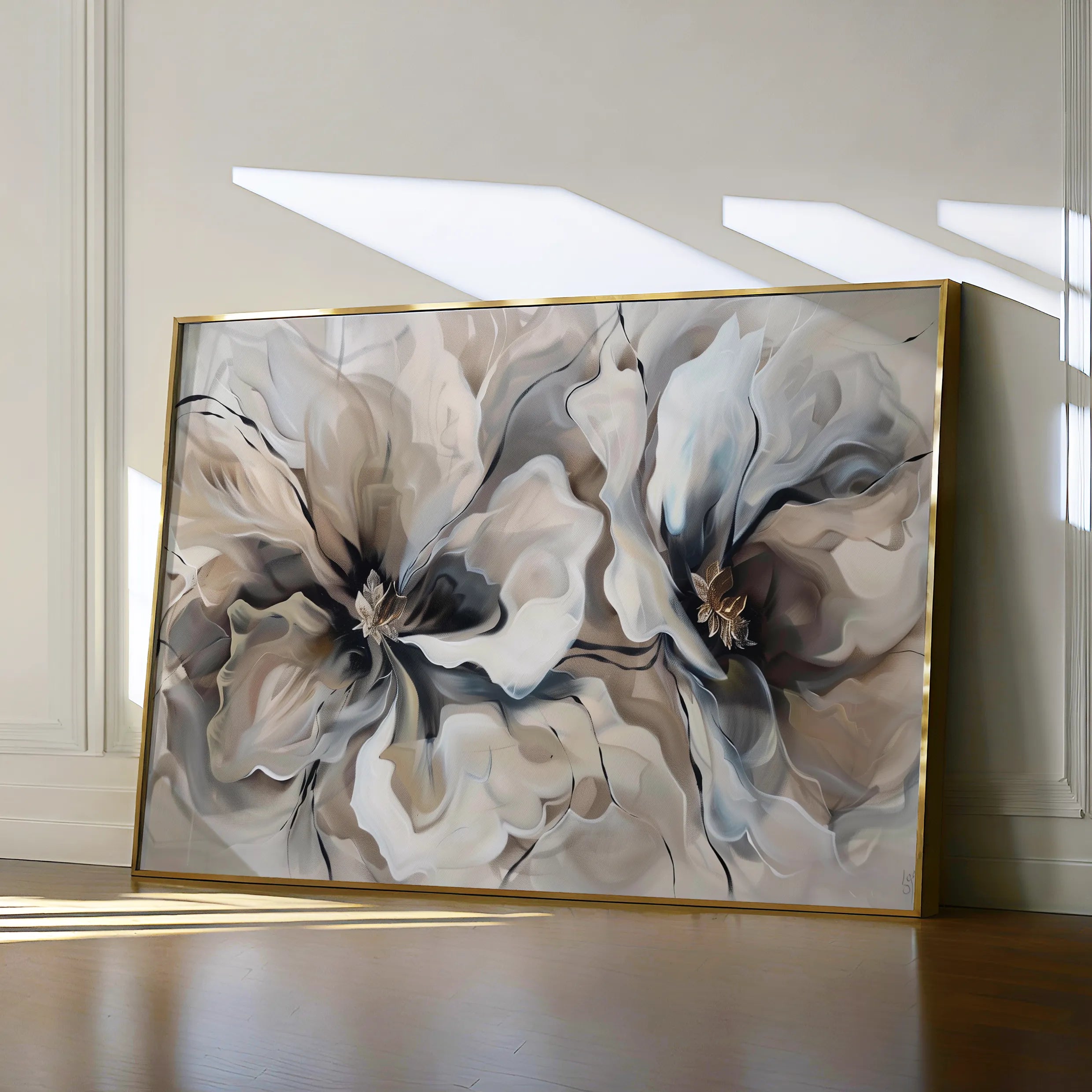 Floral 114 Canvas Art 60 x 40 cm / Black