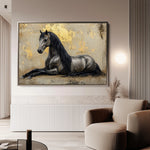 Horses 114 Canvas Art 60 x 40 cm / Black