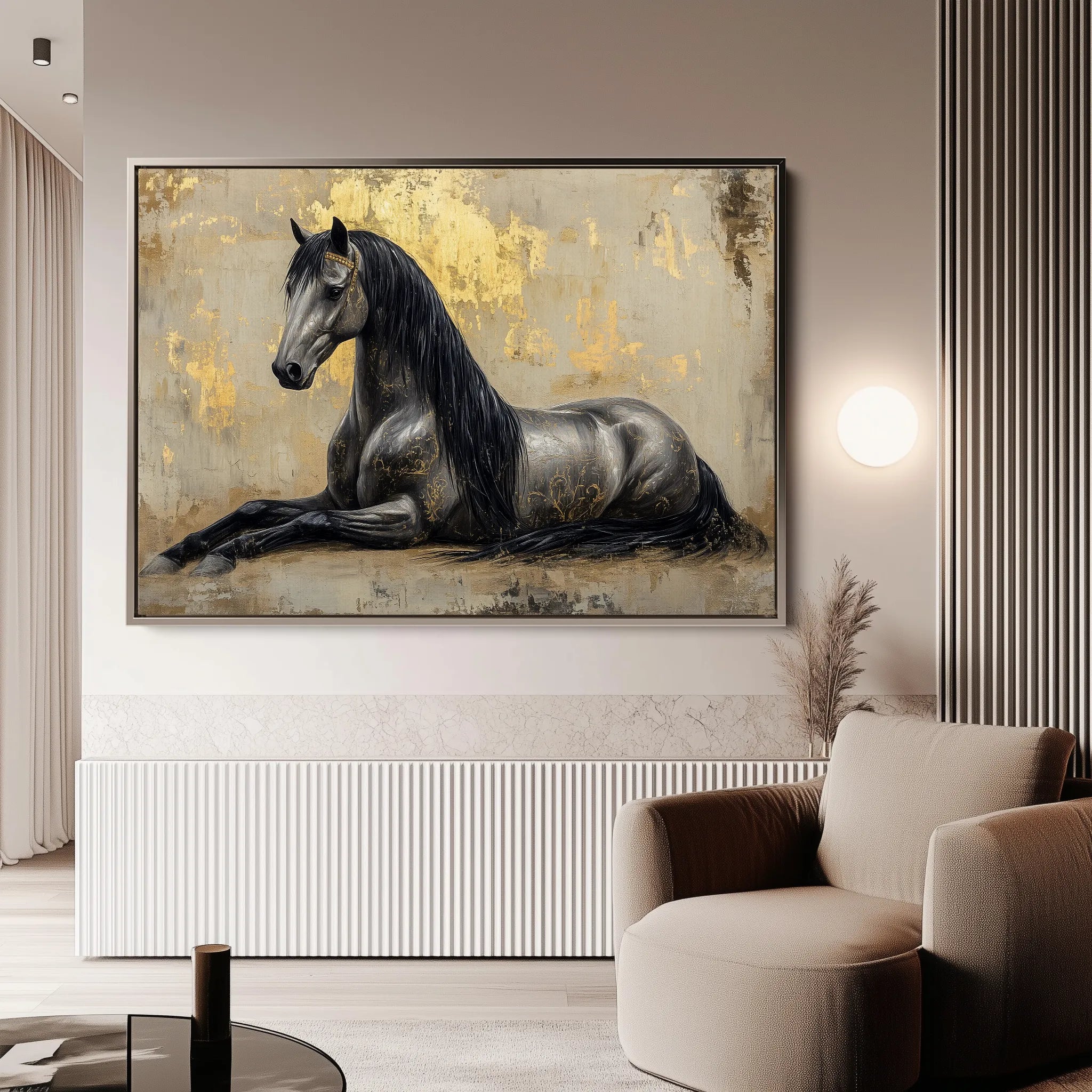 Horses 114 Canvas Art 60 x 40 cm / Black