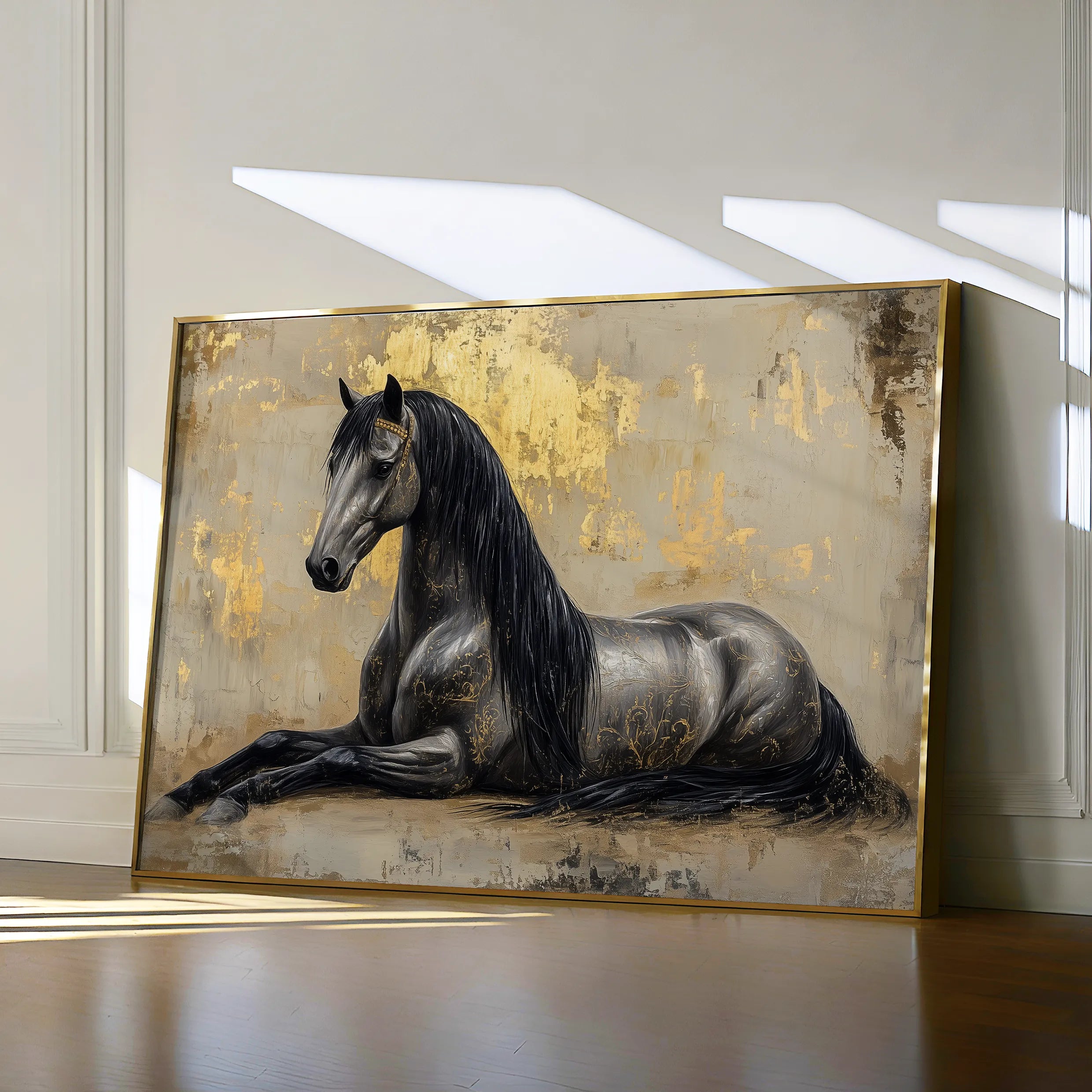 Horses 114 Canvas Art 60 x 40 cm / Black