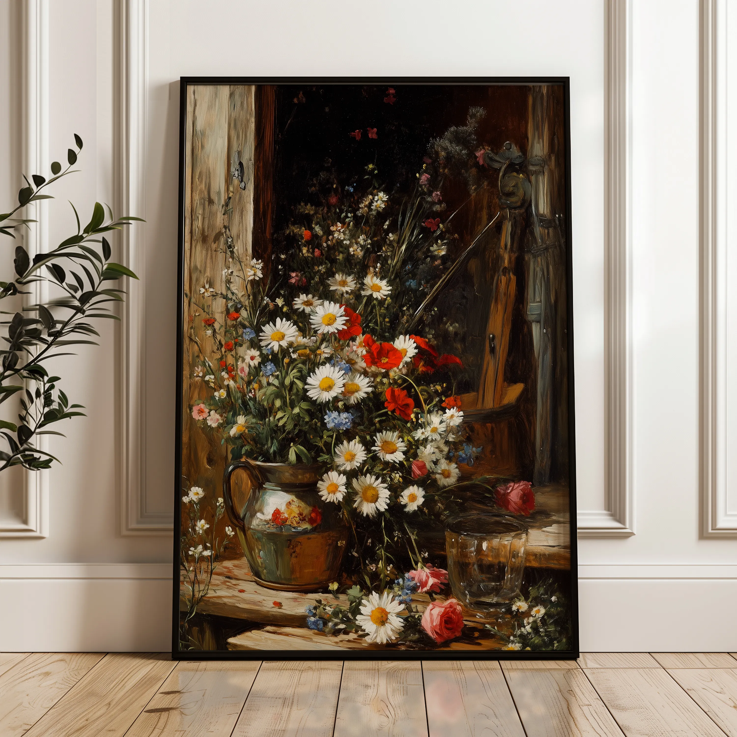 Floral 1140 Canvas Art 60 x 40 cm / Black