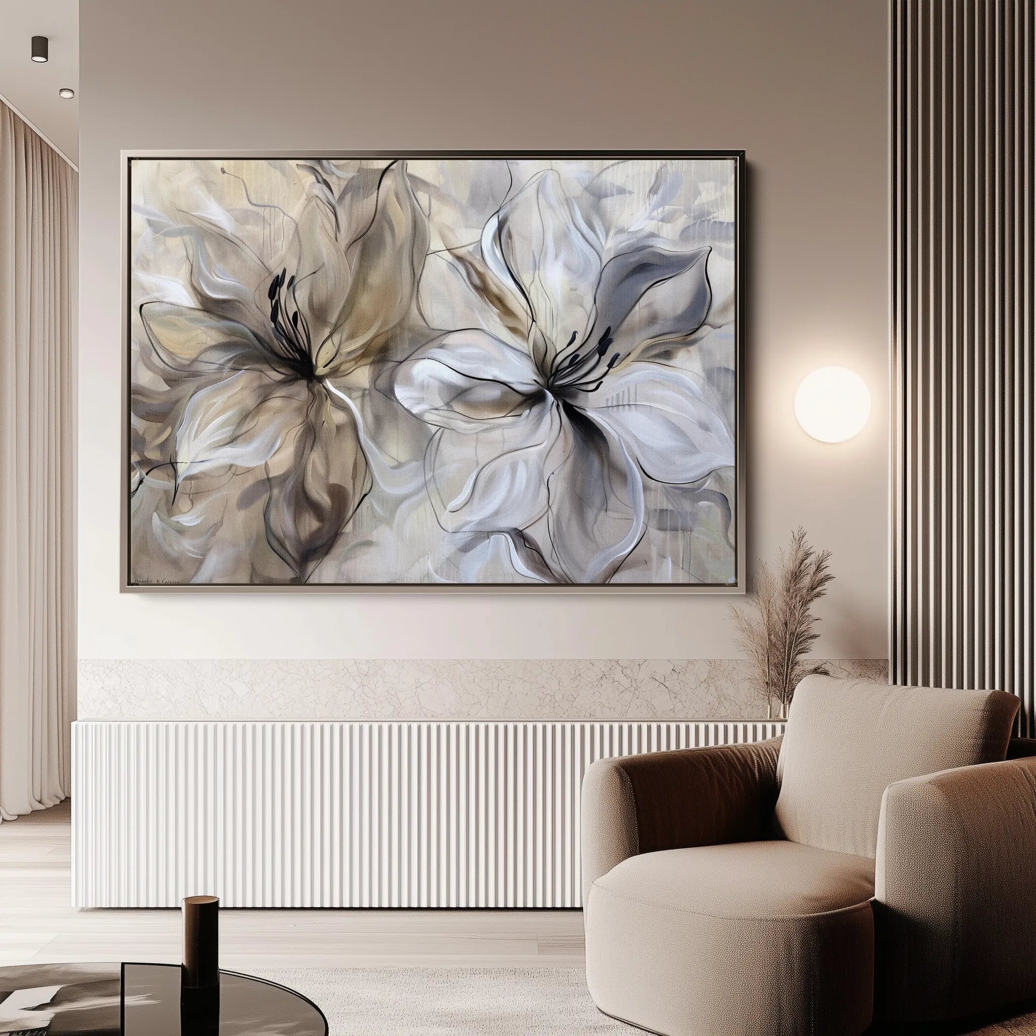 Floral 115 Canvas Art 60 x 40 cm / Black