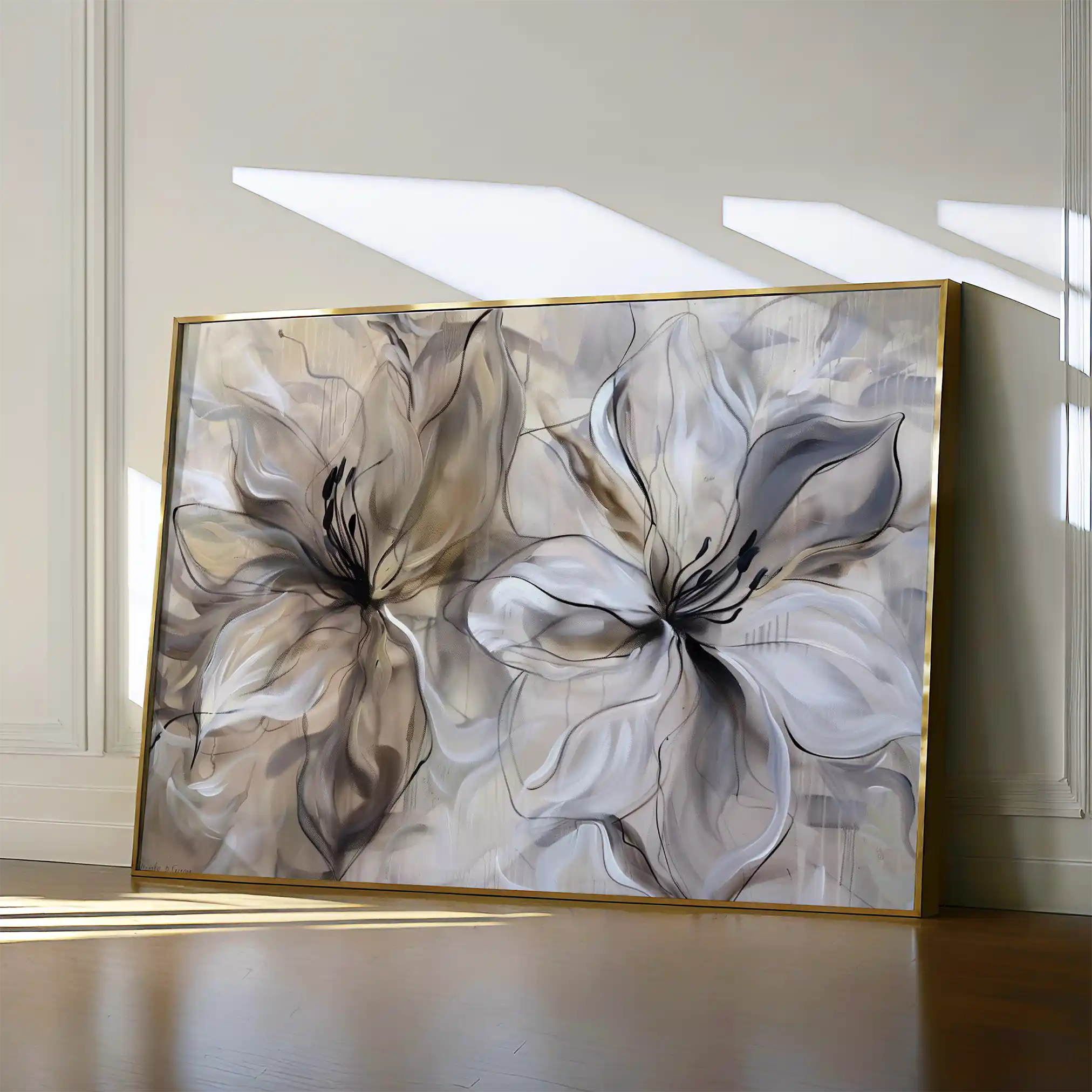 Floral 115 Canvas Art 60 x 40 cm / Black