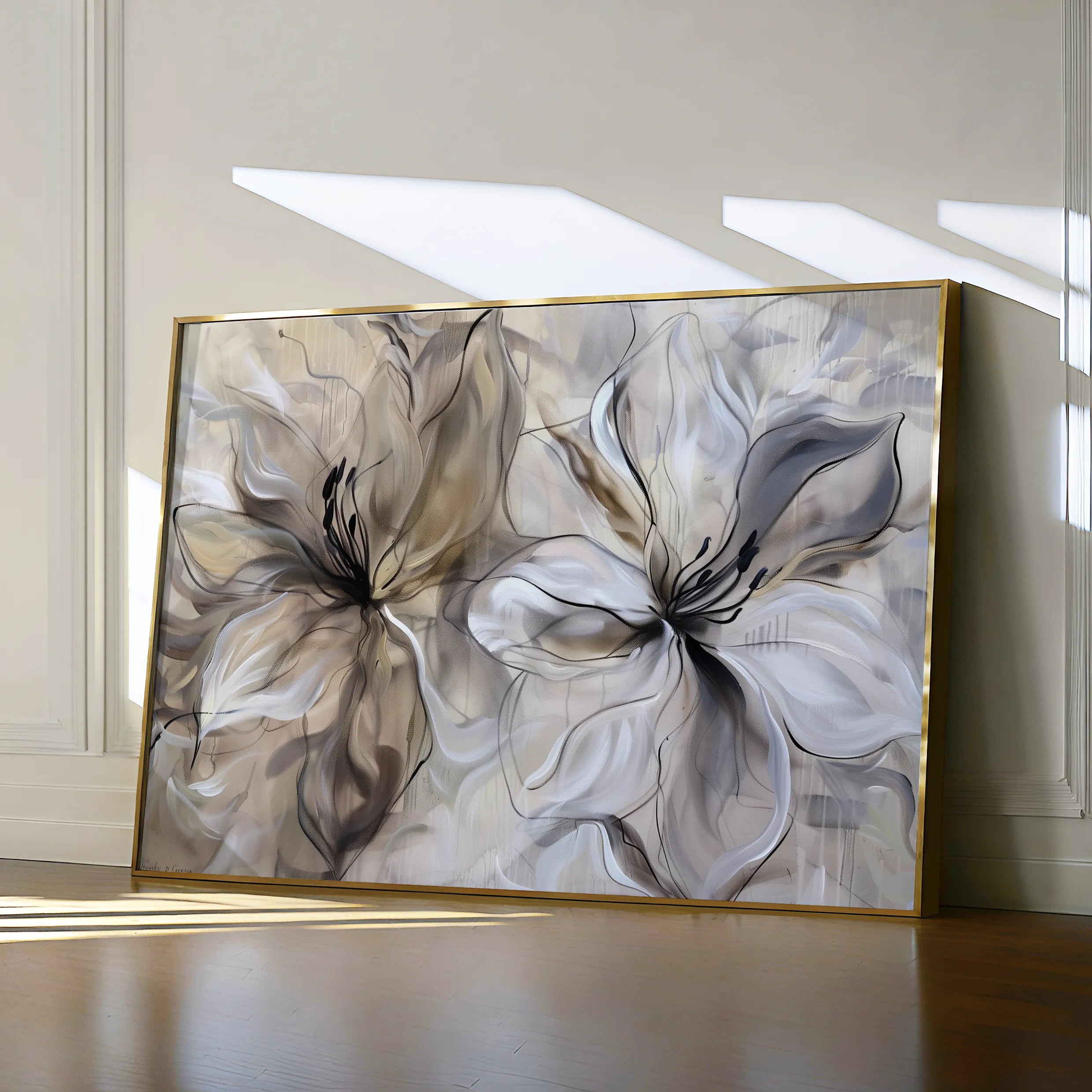 Floral 115 Canvas Art 60 x 40 cm / Black