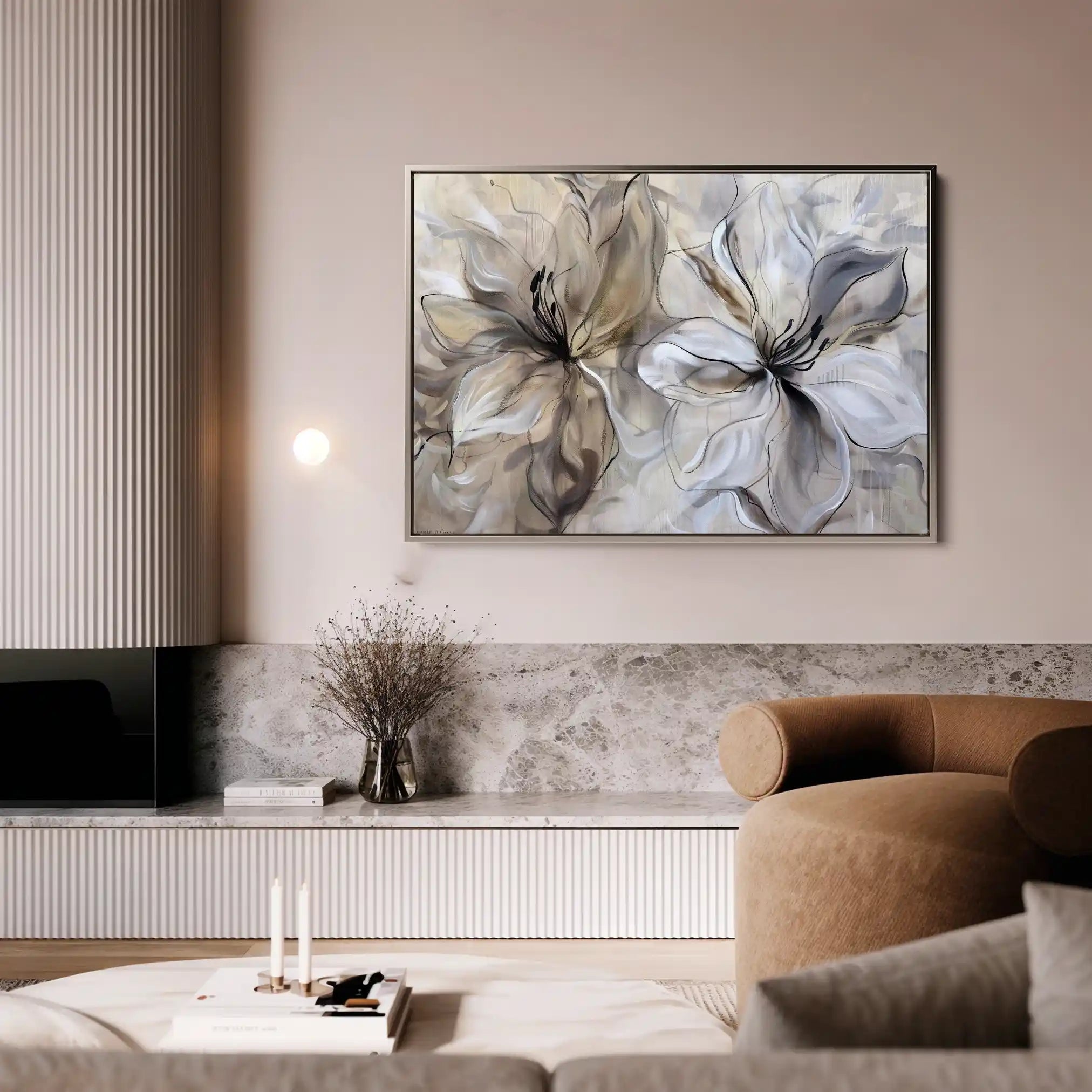 Floral 115 Canvas Art 60 x 40 cm / Black