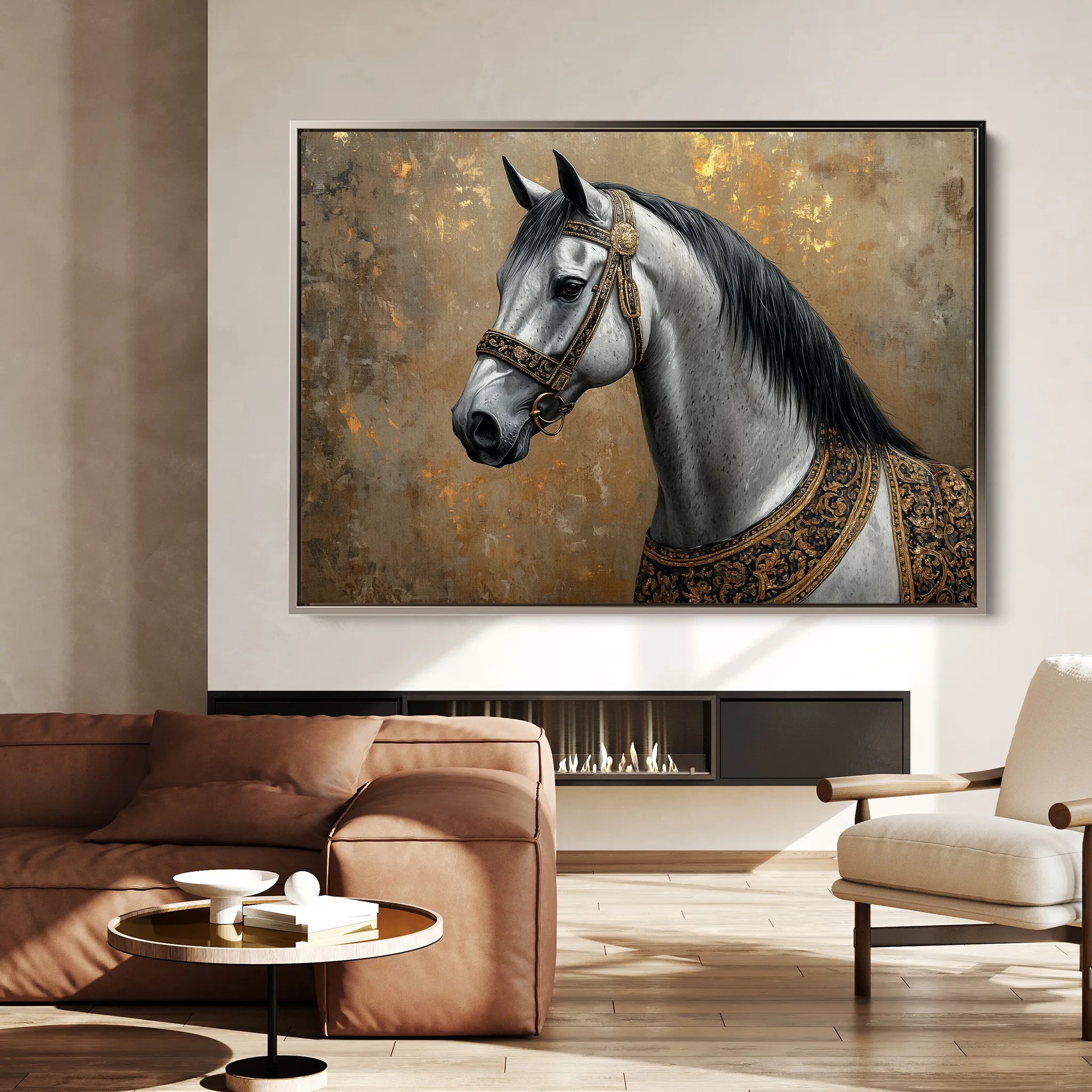 Horses 117 Canvas Art 60 x 40 cm / Black