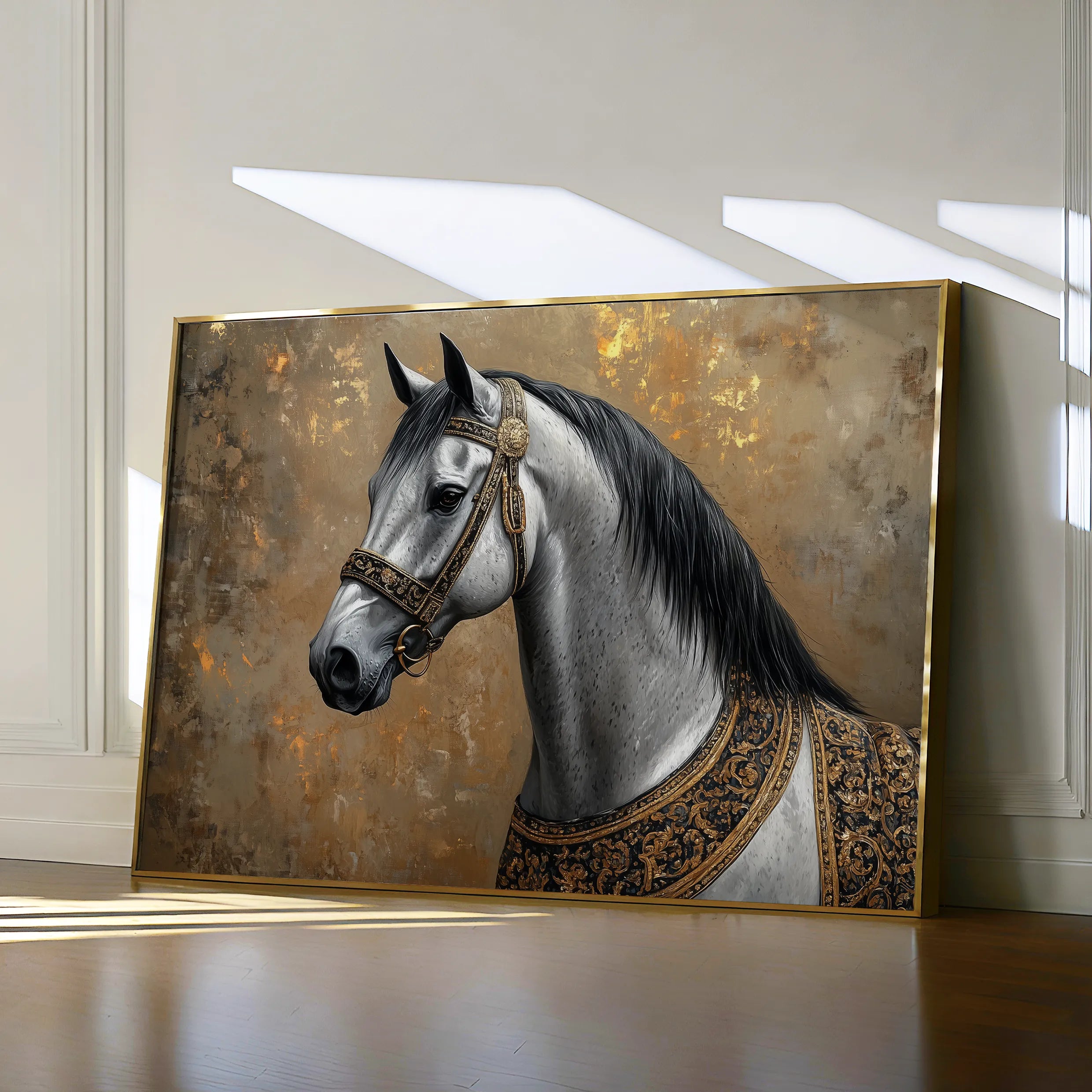 Horses 117 Canvas Art 60 x 40 cm / Black