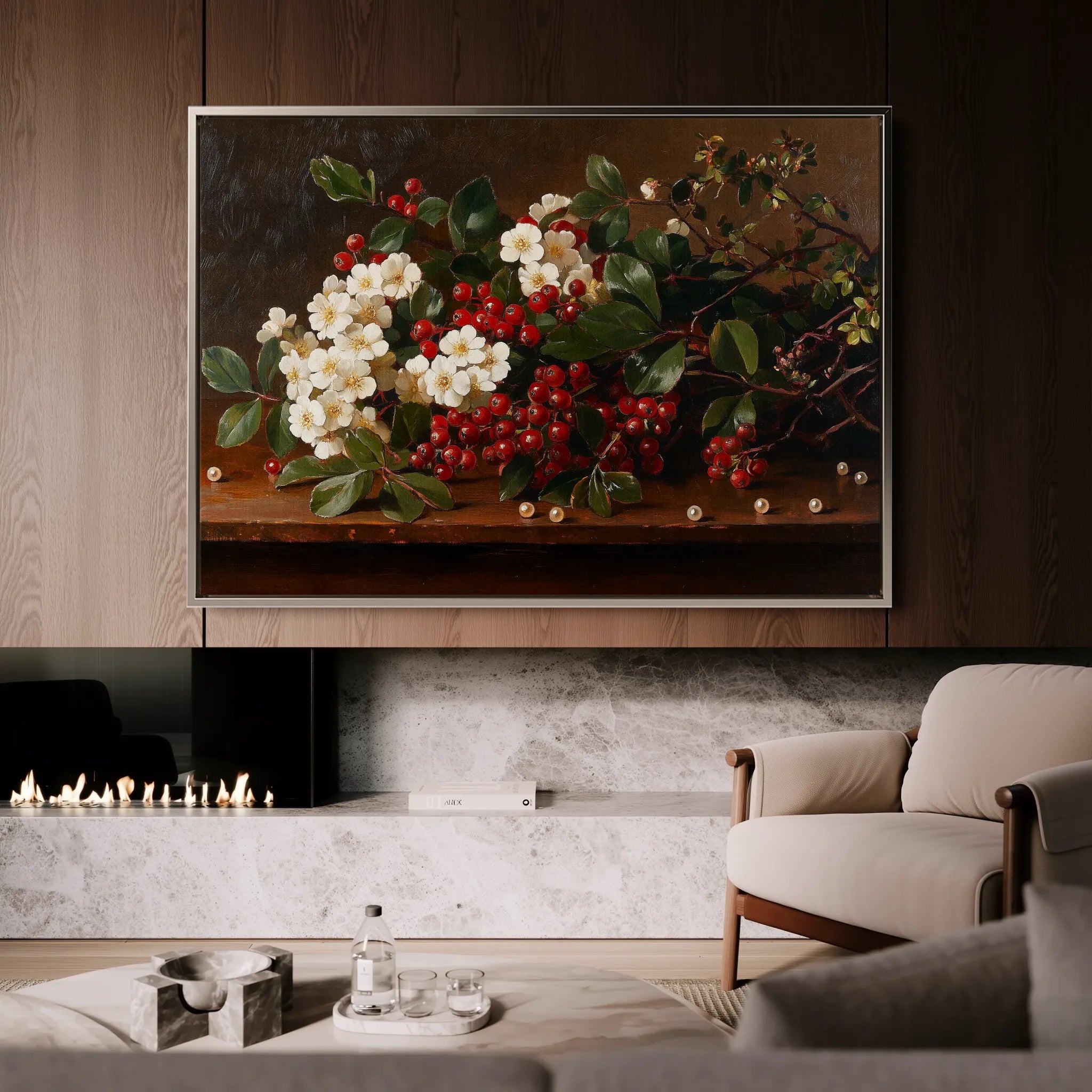 Floral 1173 Canvas Art 60 x 40 cm / Black