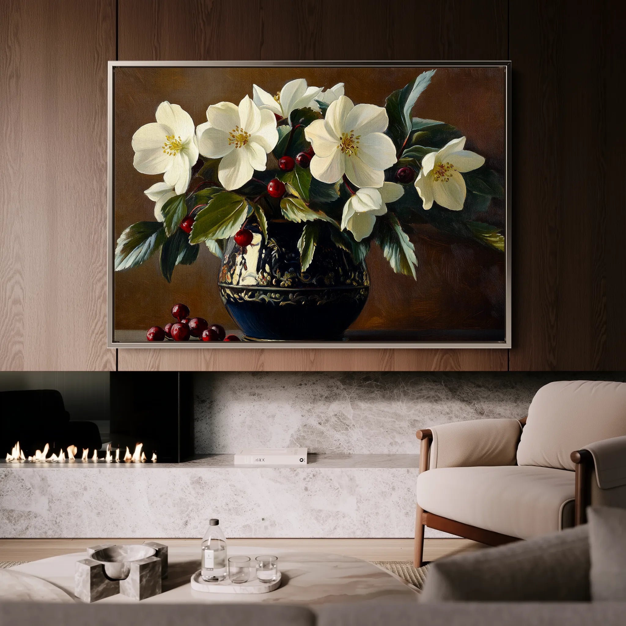 Floral 1184 Canvas Art 60 x 40 cm / Black