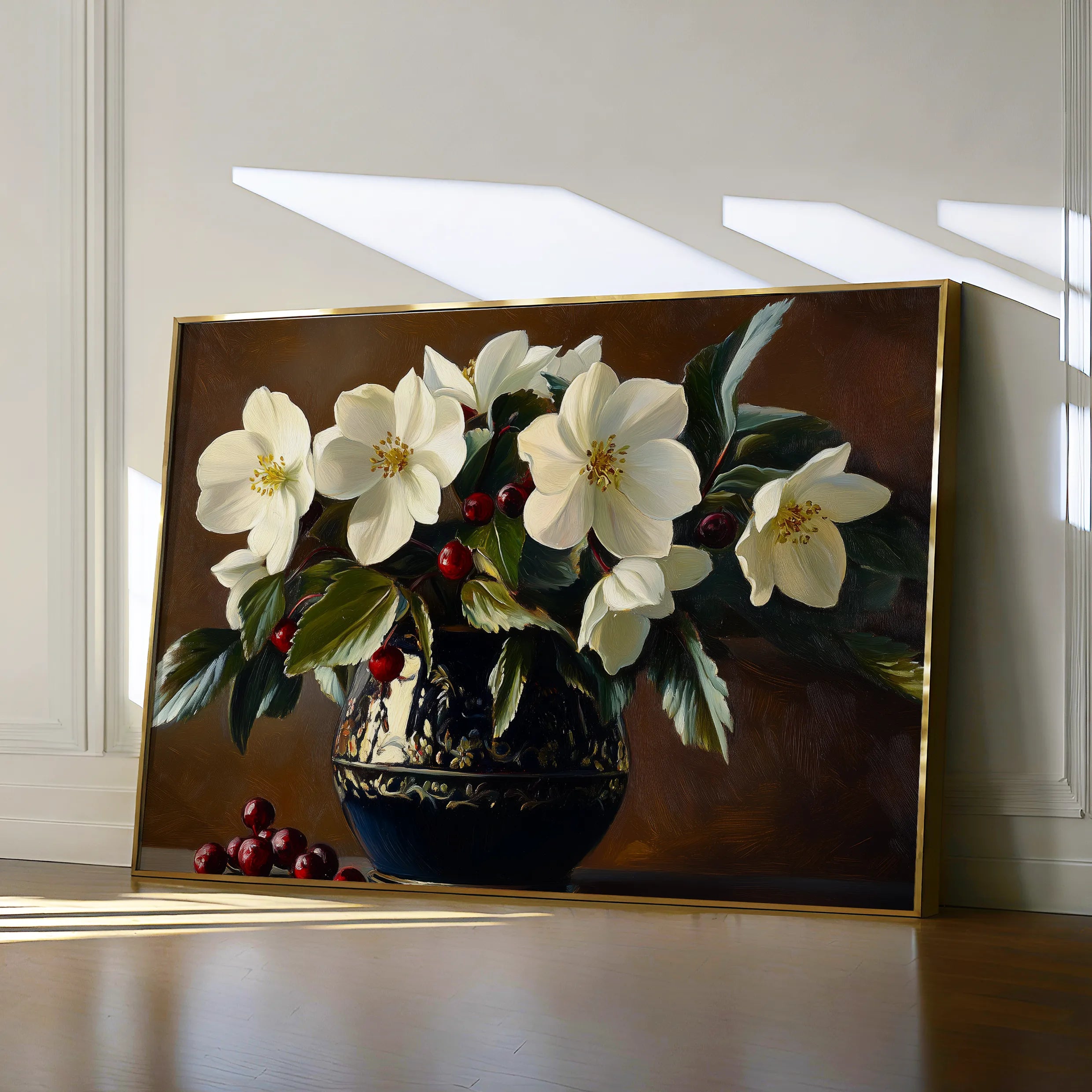 Floral 1184 Canvas Art 60 x 40 cm / Black