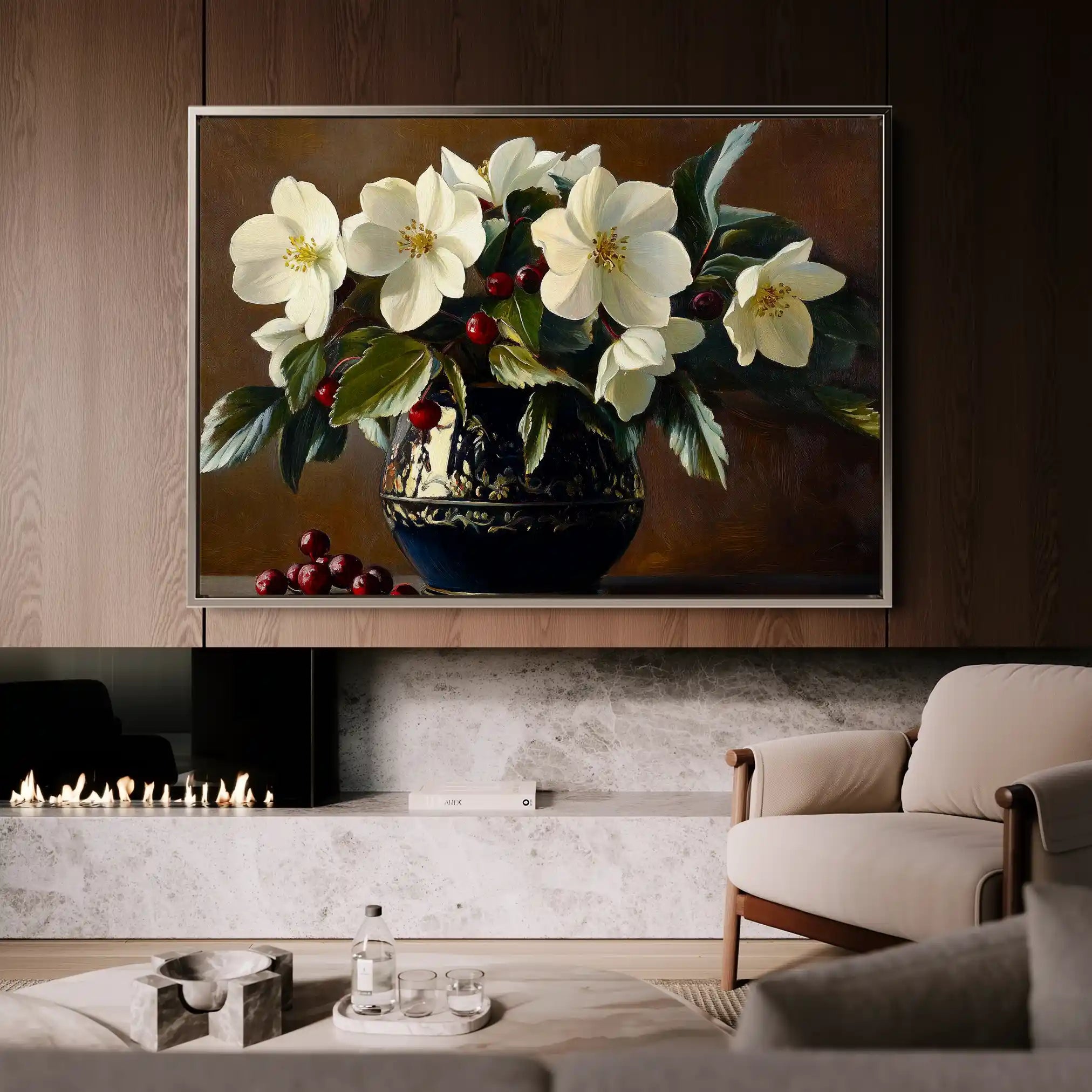 Floral 1184 Canvas Art 60 x 40 cm / Black