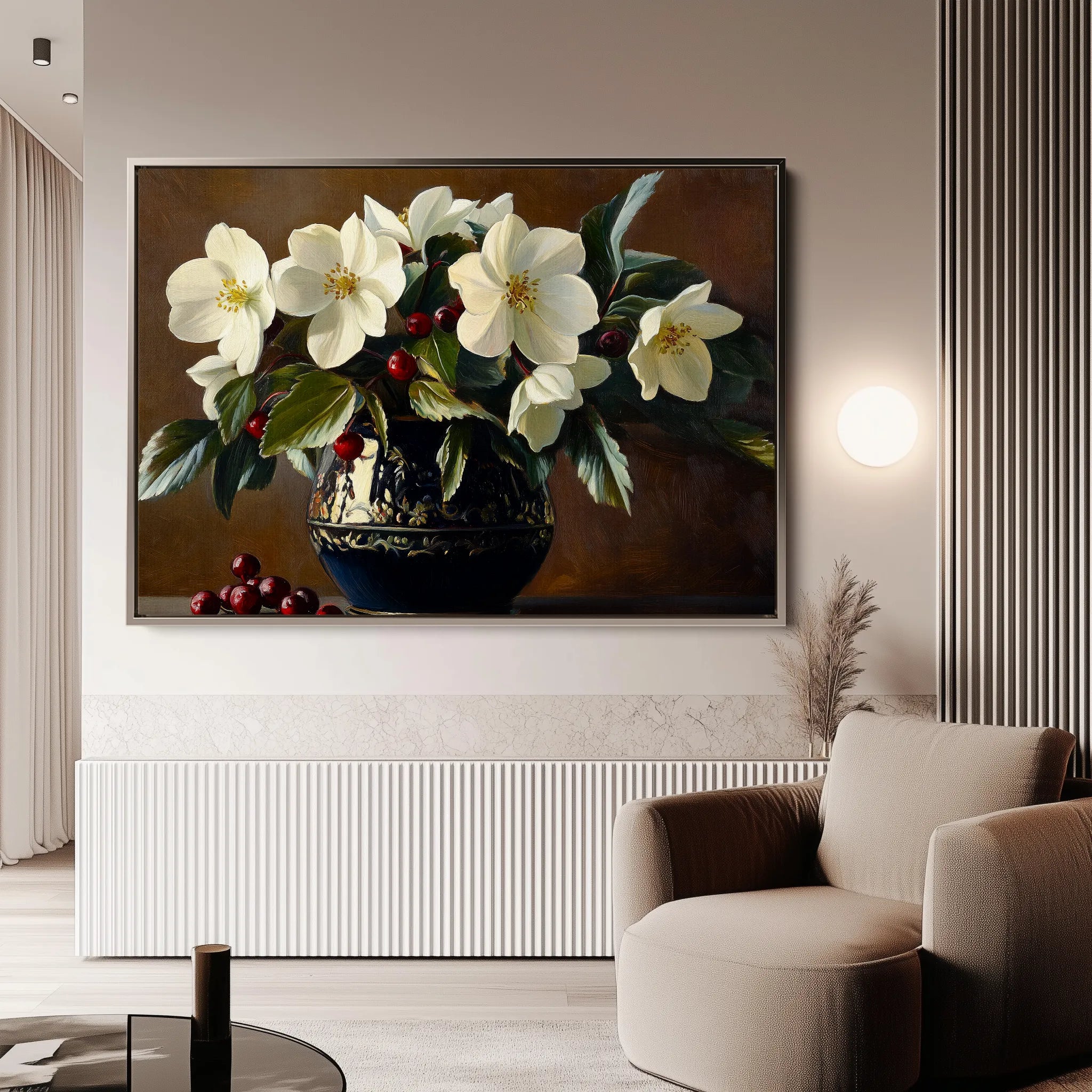 Floral 1184 Canvas Art 60 x 40 cm / Black