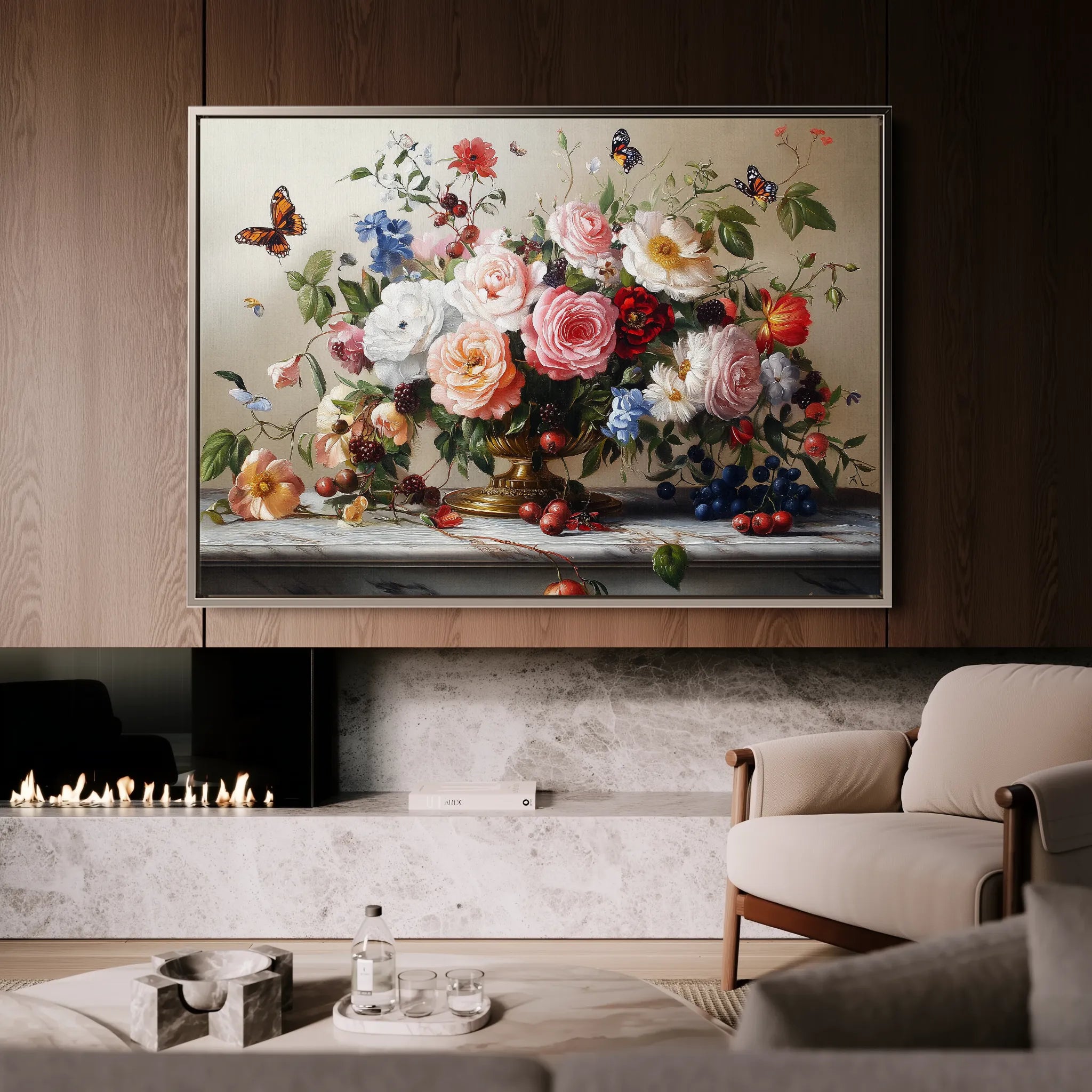 Floral 1187 Canvas Art 60 x 40 cm / Black