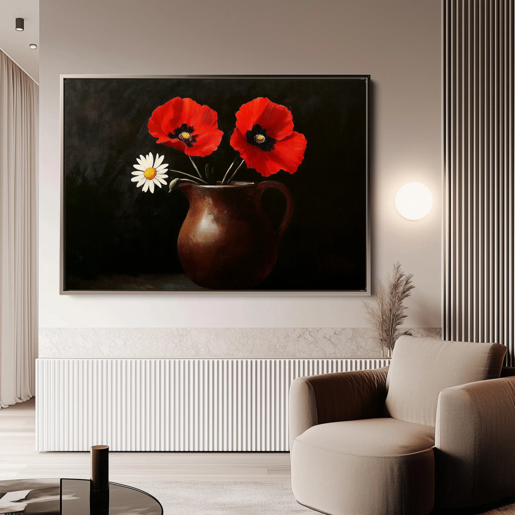 Floral 1189 Canvas Art 60 x 40 cm / Black