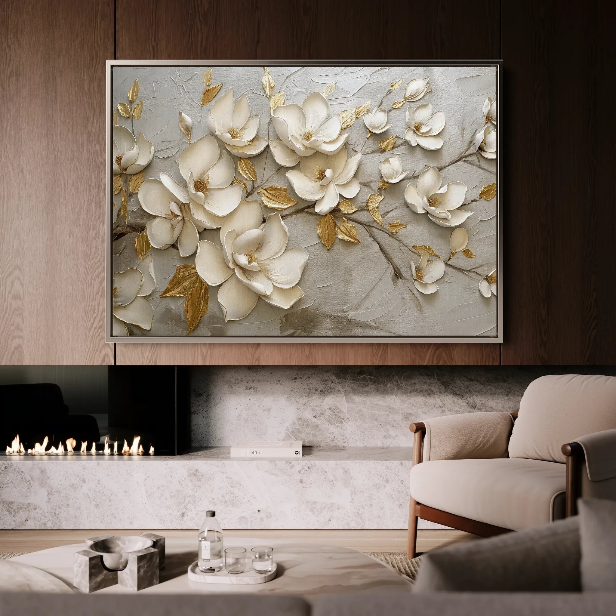 Floral 119 Canvas Art 60 x 40 cm / Black