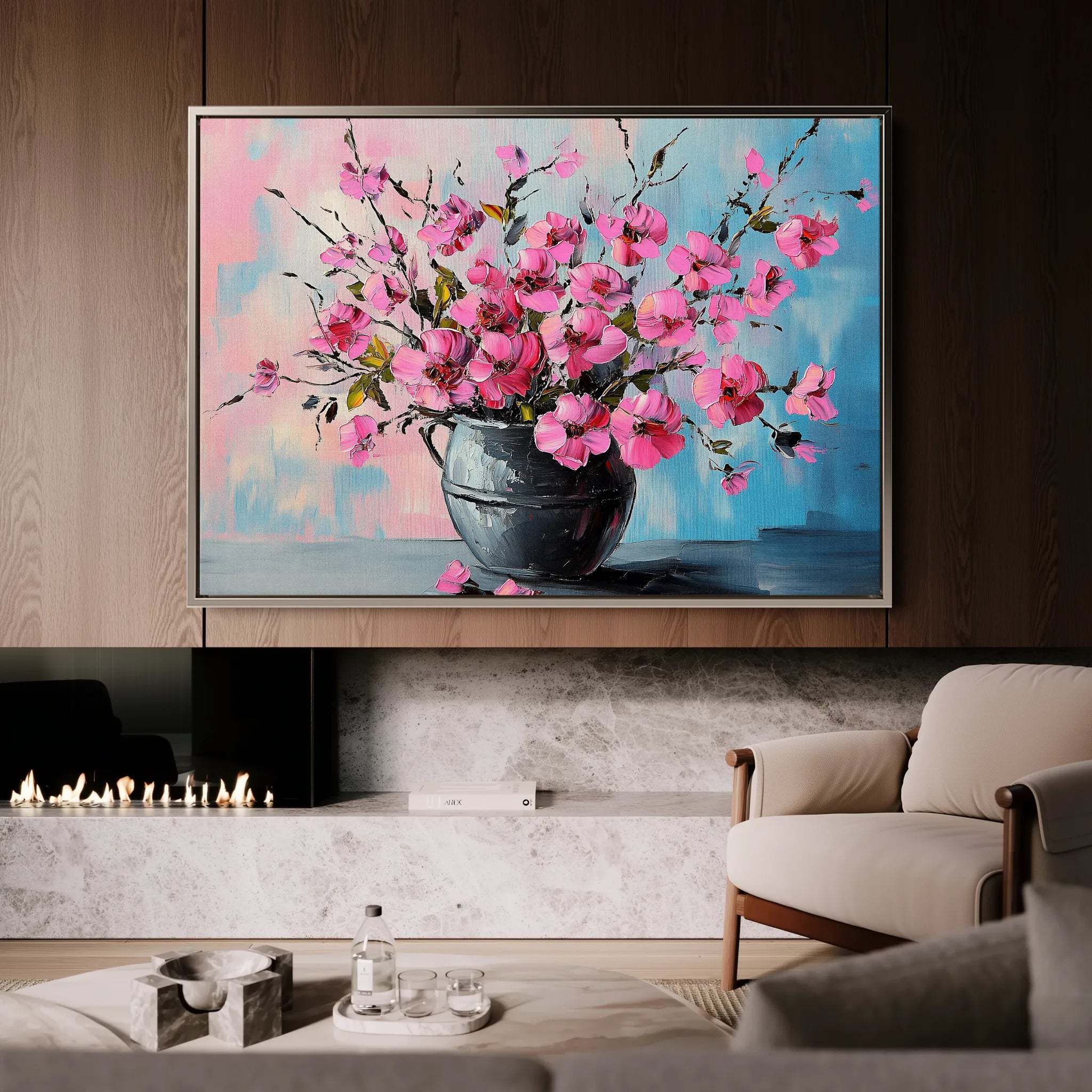 Floral 1192 Canvas Art 60 x 40 cm / Black