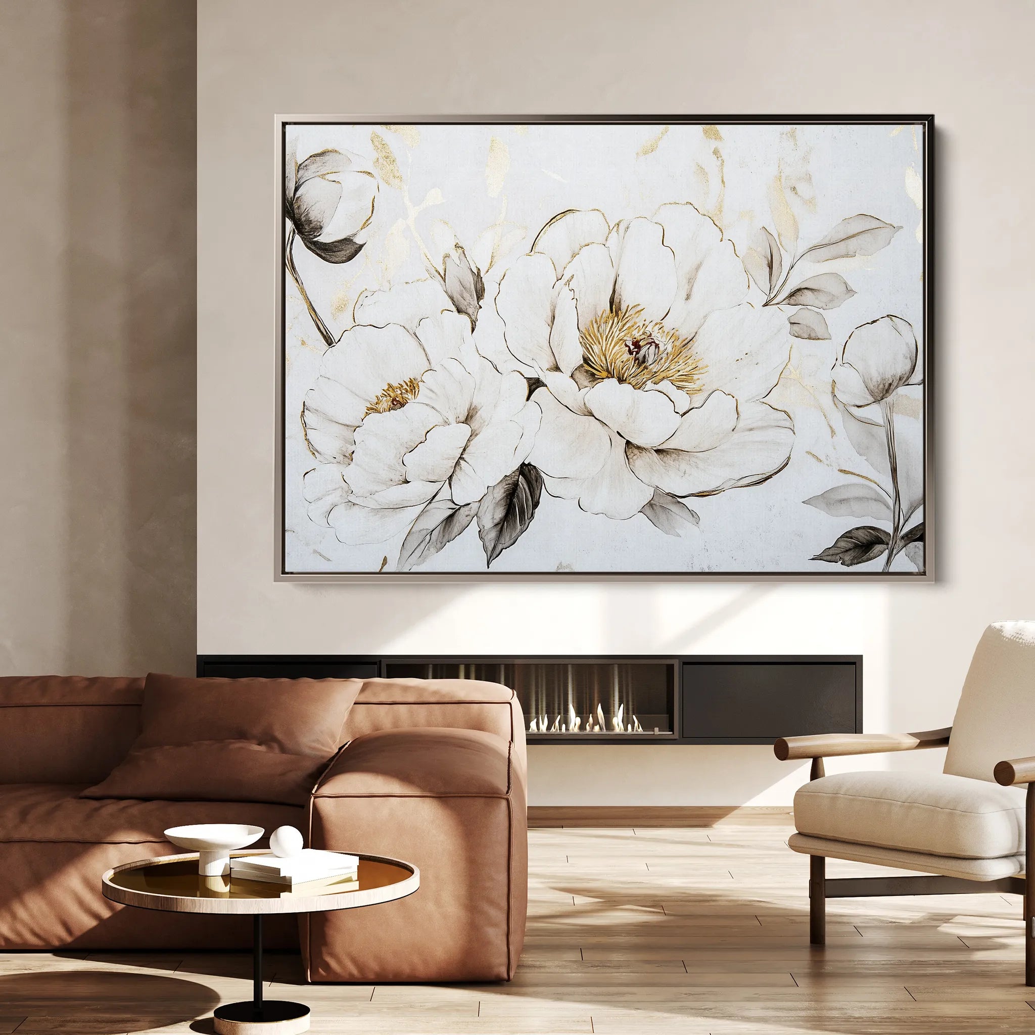 Floral 1196 Canvas Art 60 x 40 cm / Black