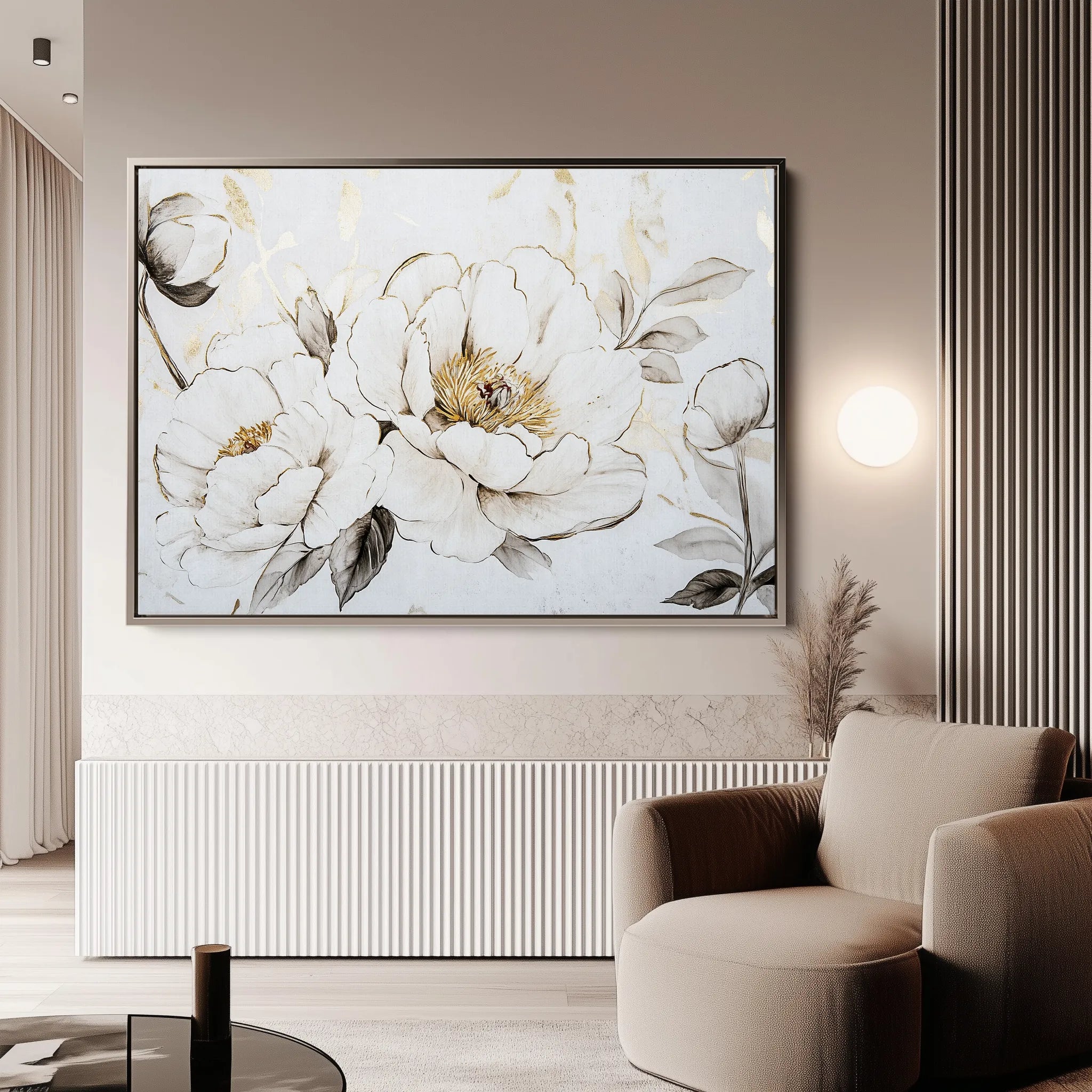 Floral 1196 Canvas Art 60 x 40 cm / Black