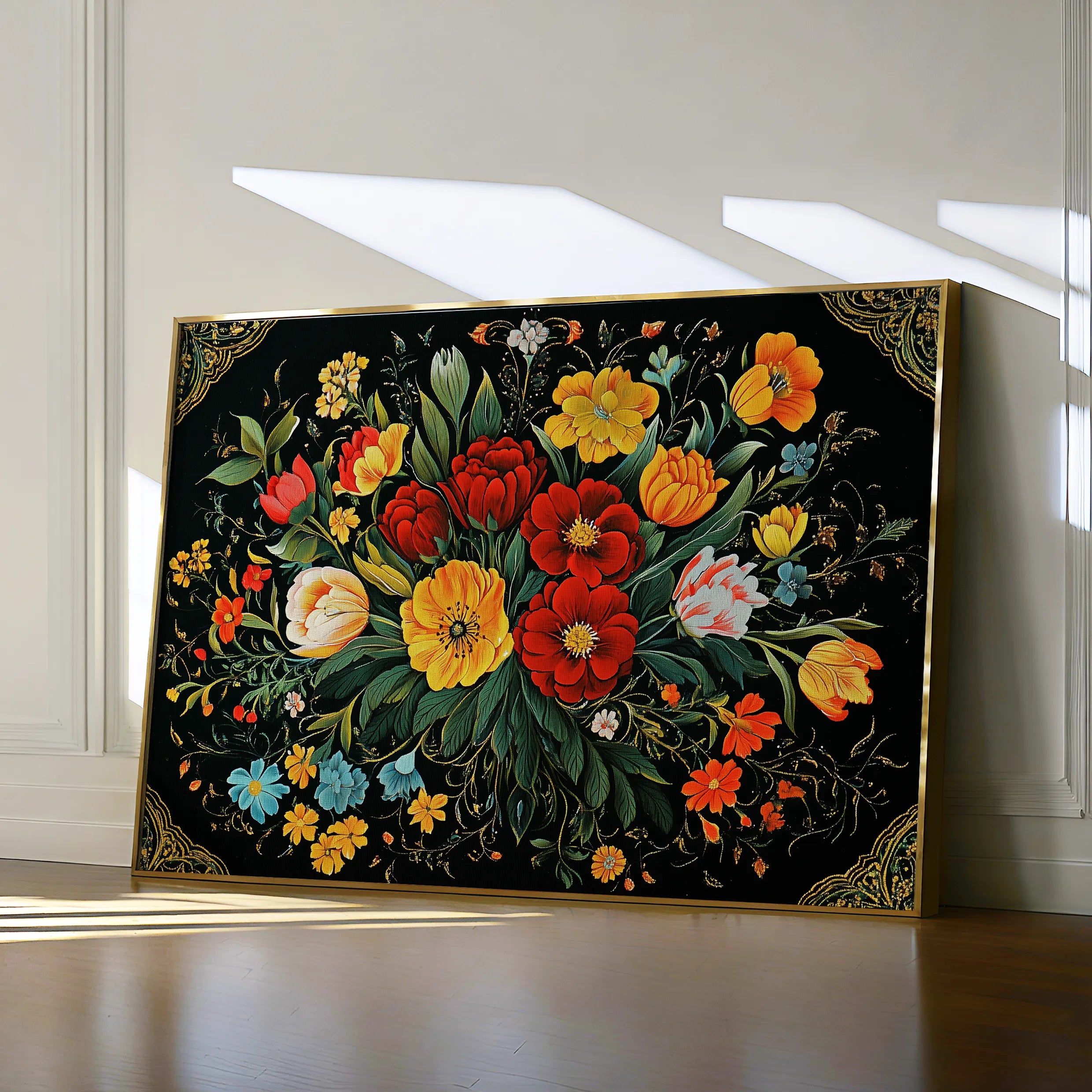 Floral 1199 Canvas Art 60 x 40 cm / Black