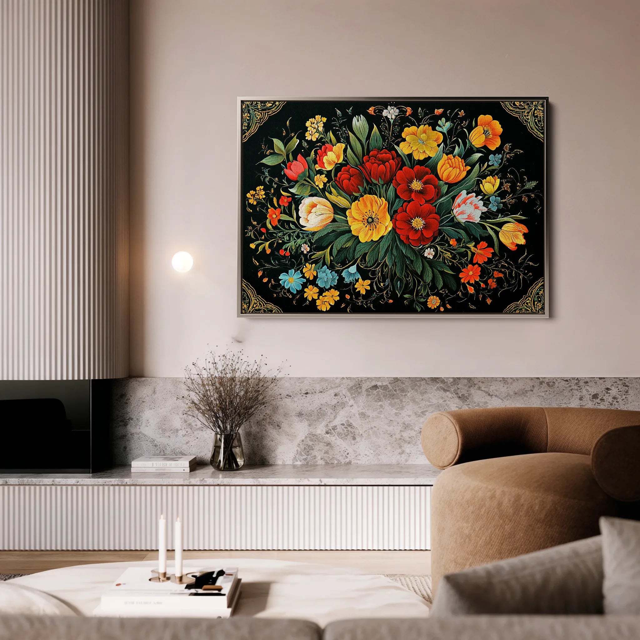 Floral 1199 Canvas Art 60 x 40 cm / Black