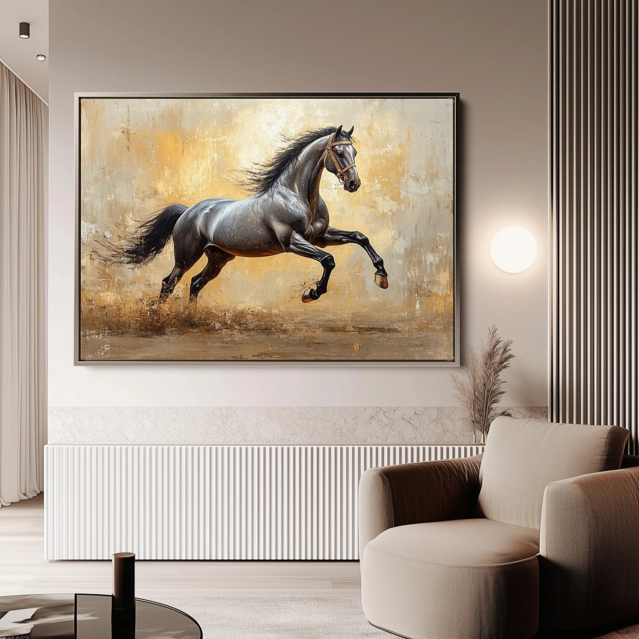 Horses 120 Canvas Art 60 x 40 cm / Black
