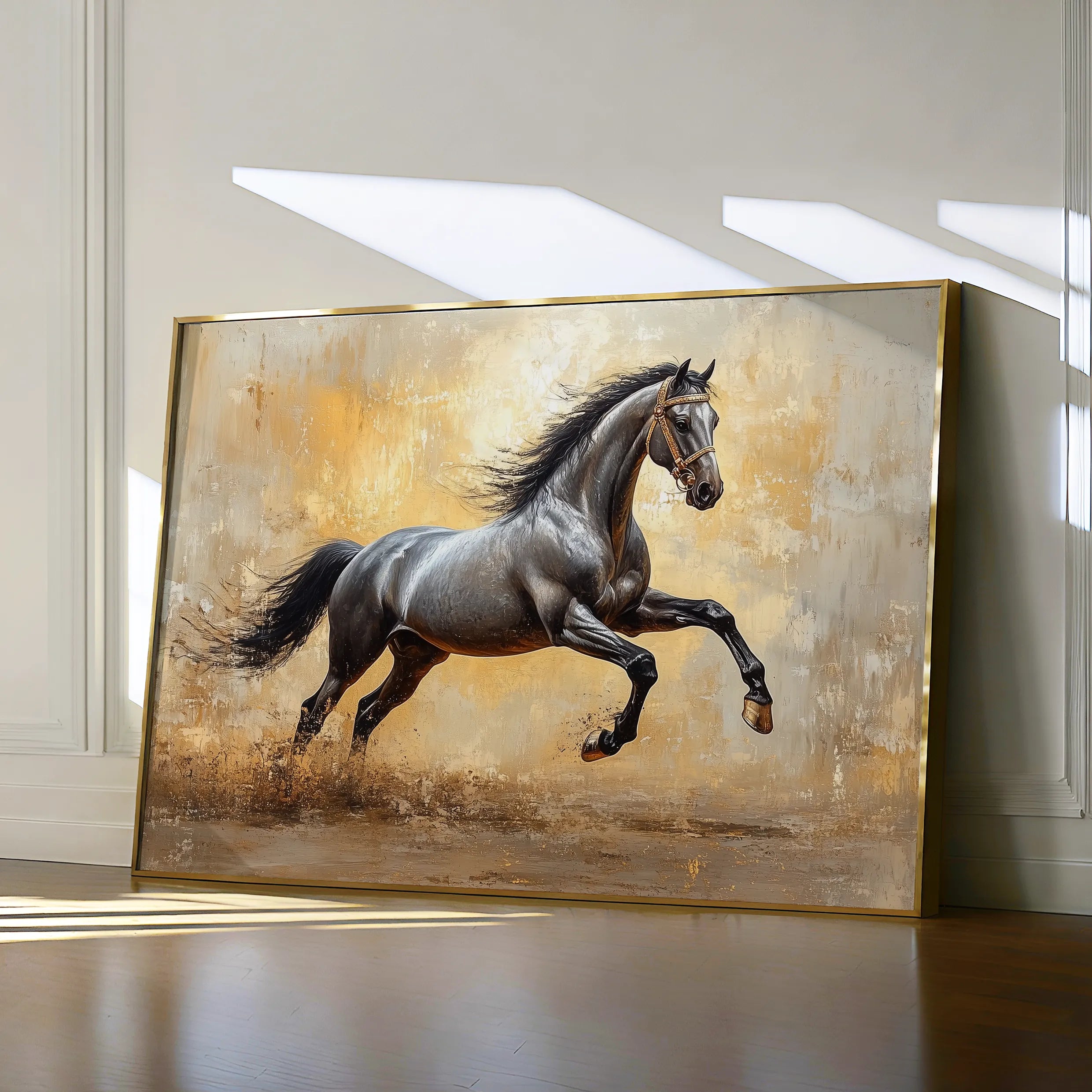 Horses 120 Canvas Art 60 x 40 cm / Black