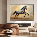 Horses 120 Canvas Art 60 x 40 cm / Black