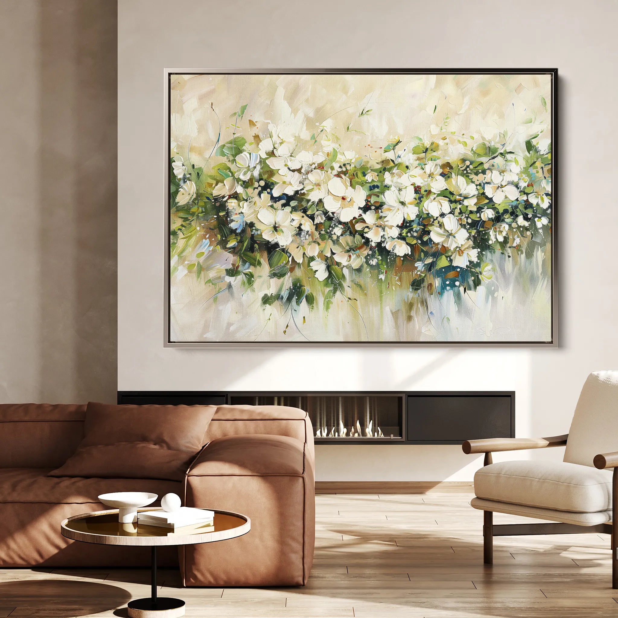 Floral 121 Canvas Art 60 x 40 cm / Black