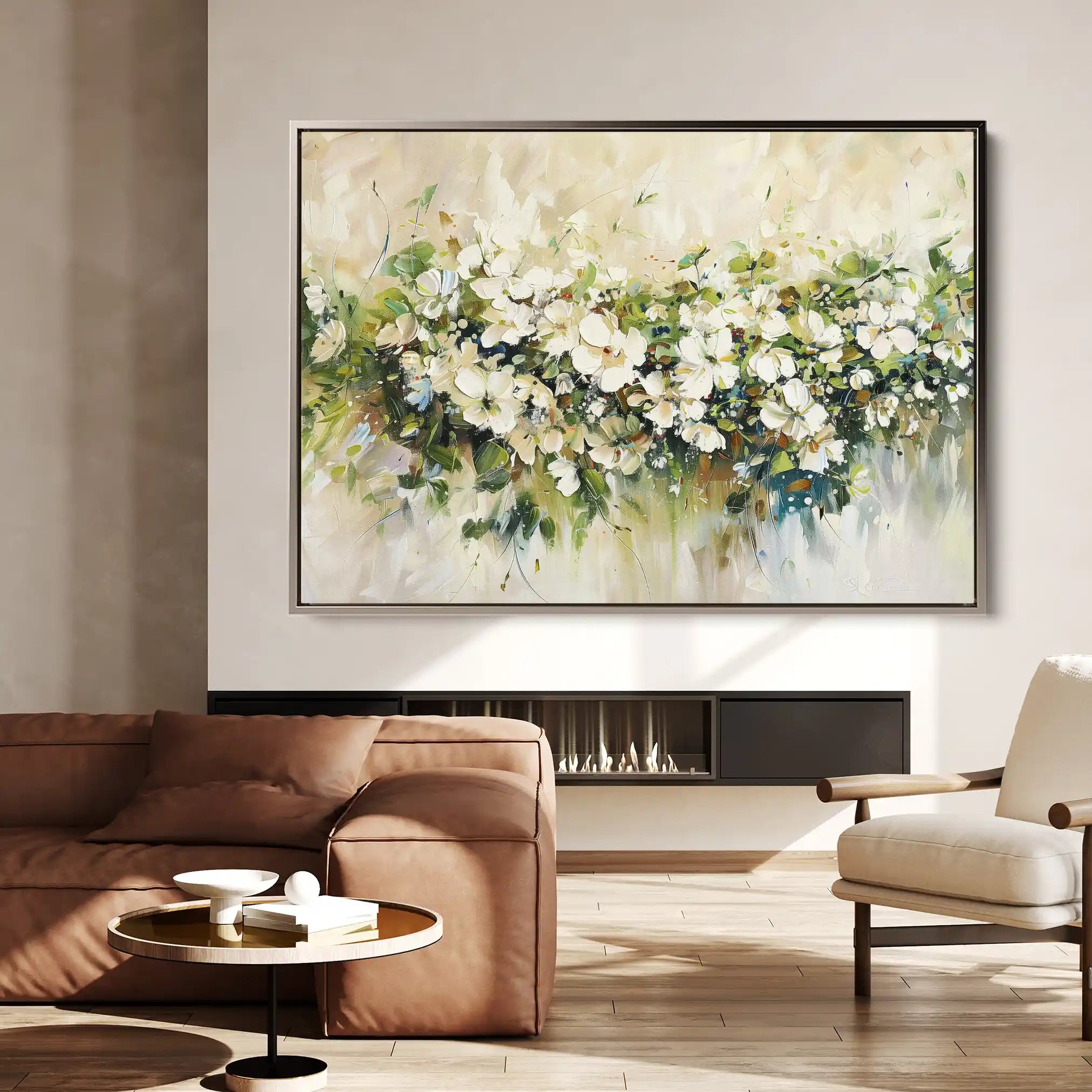 Floral 121 Canvas Art 60 x 40 cm / Black