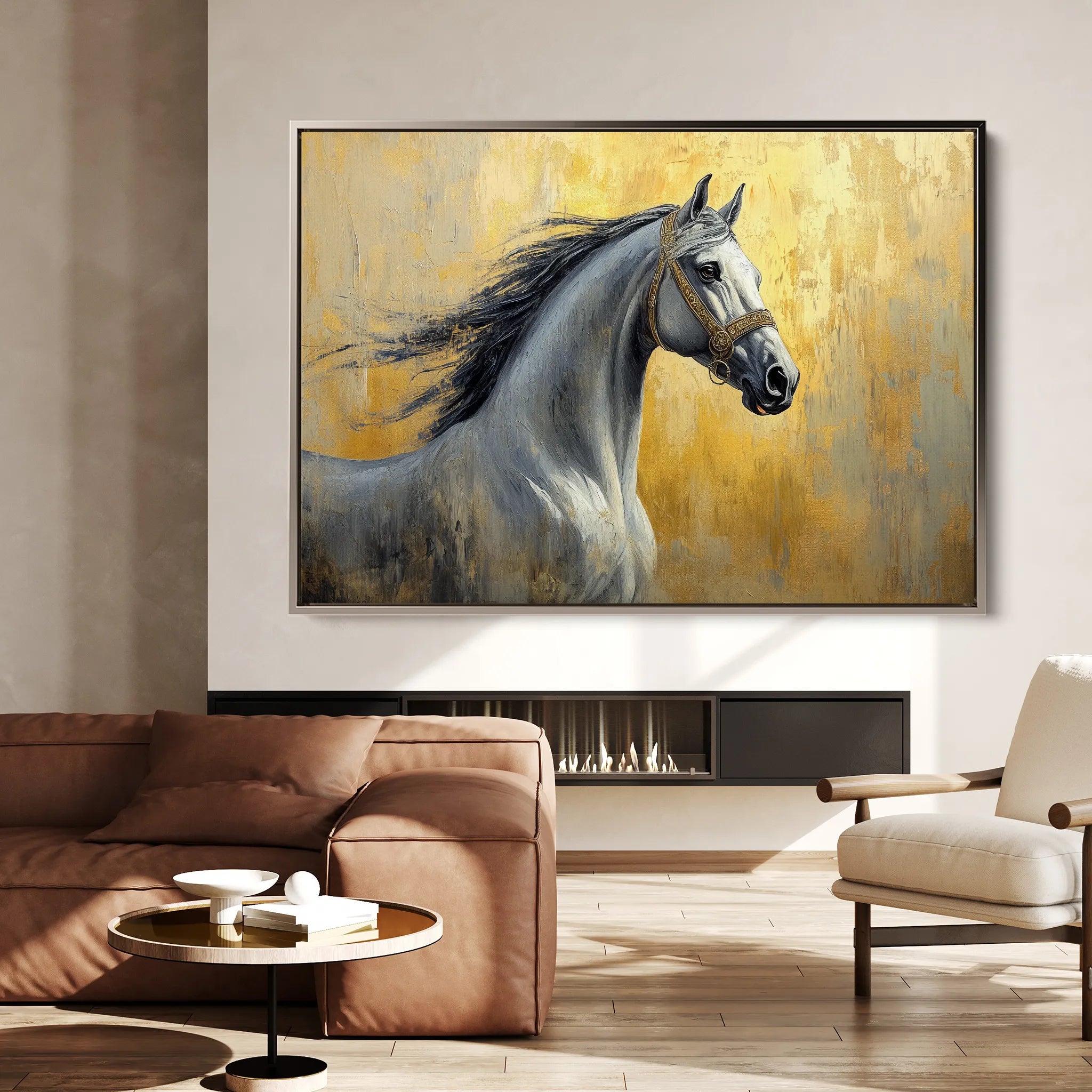 Horses 121 Canvas Art 60 x 40 cm / Black